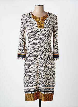Rochie midi mâneci 3/4 mâneci 3/4 bej GEVANA femeie