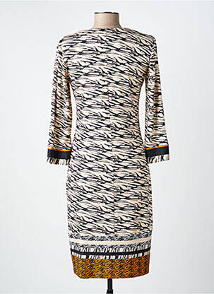 Rochie midi mâneci 3/4 mâneci 3/4 bej GEVANA femeie
