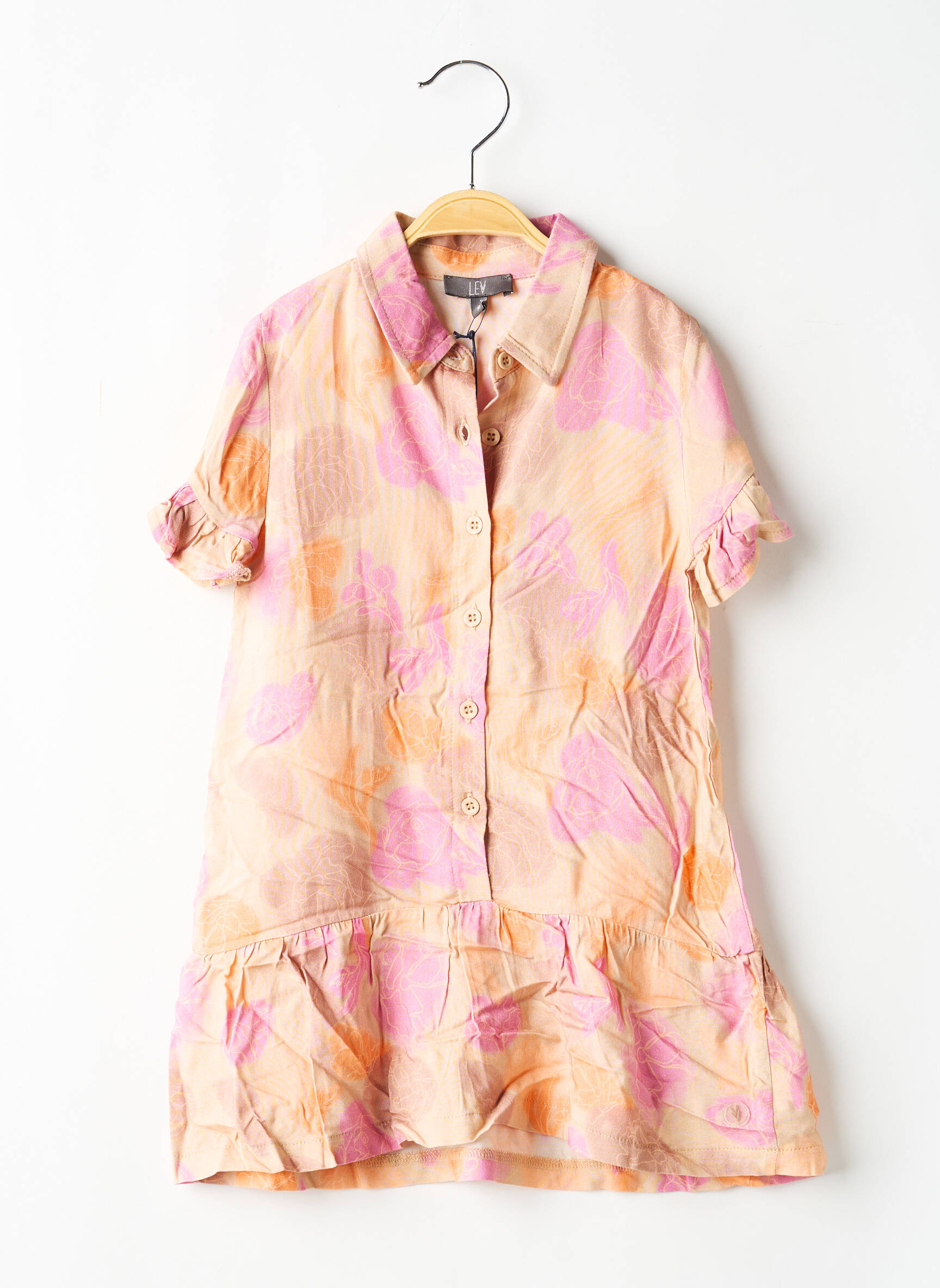 Rochie midi mâneci scurte mâneci scurte bej LEVV LABEL fată