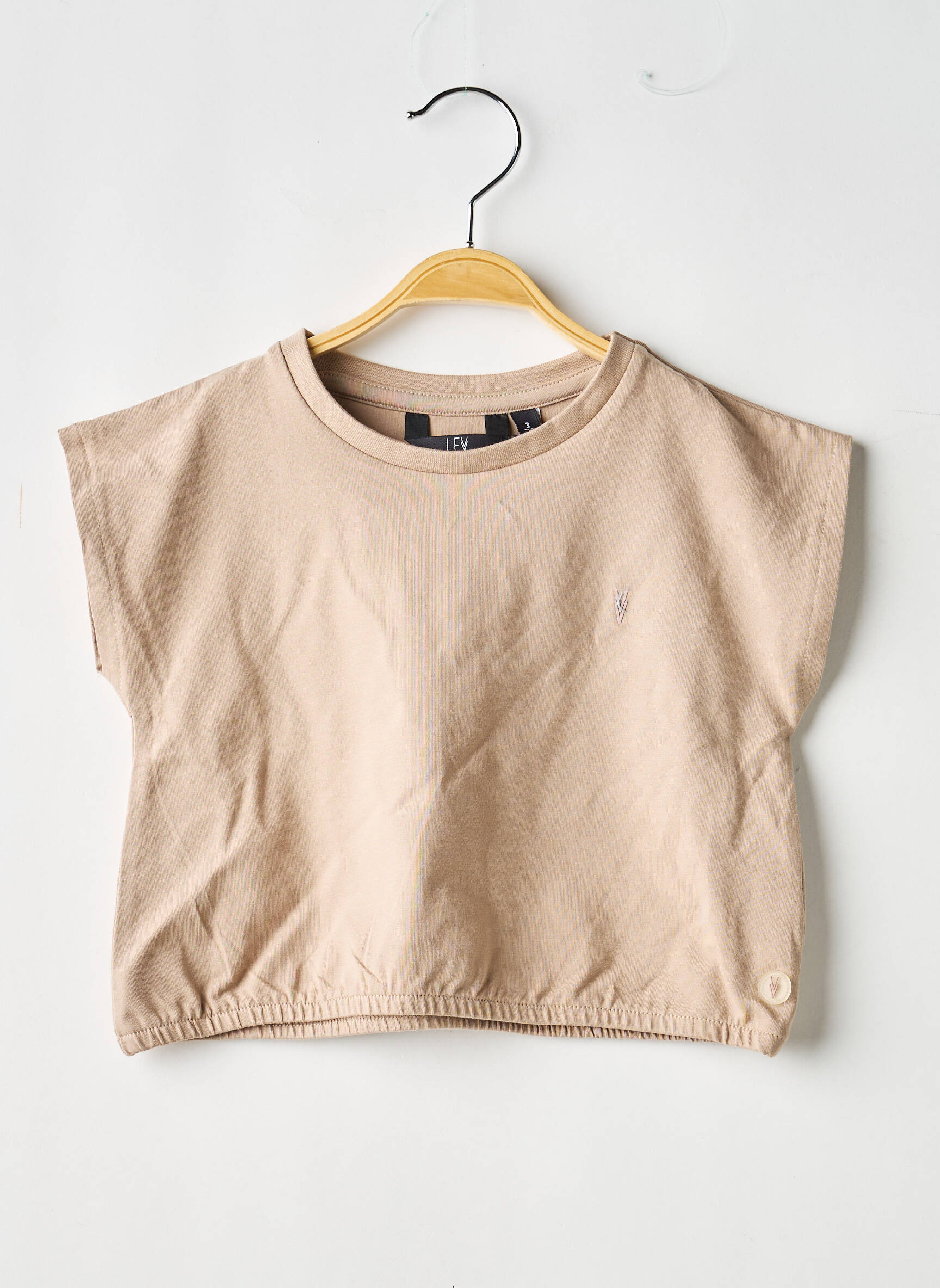 Tricou elasticitate mâneci scurte bej LEVV LABEL fată