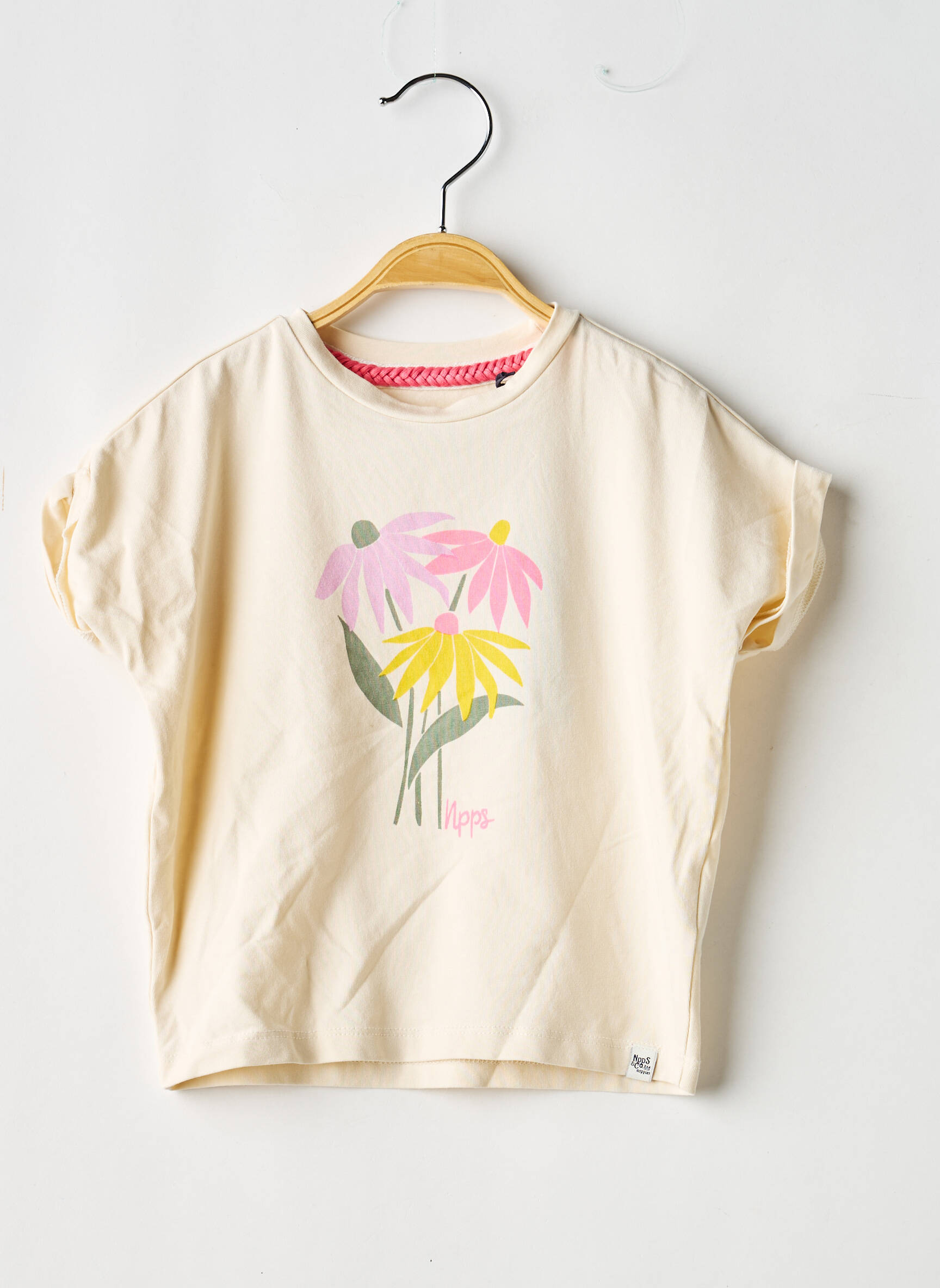 Tricou croială cambrată mâneci scurte bej NOPPIES fată