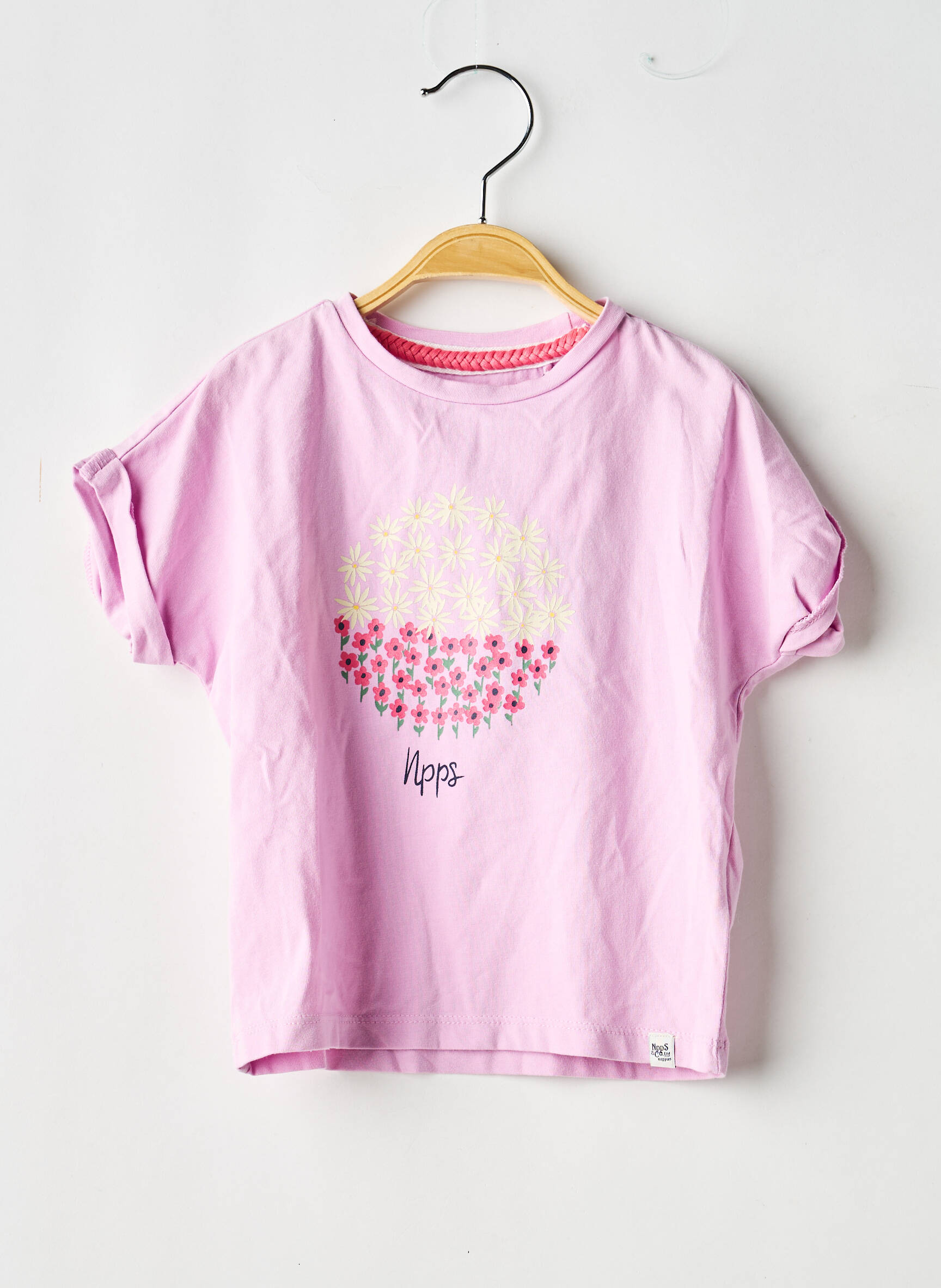 Tricou croială cambrată mâneci scurte roz NOPPIES fată