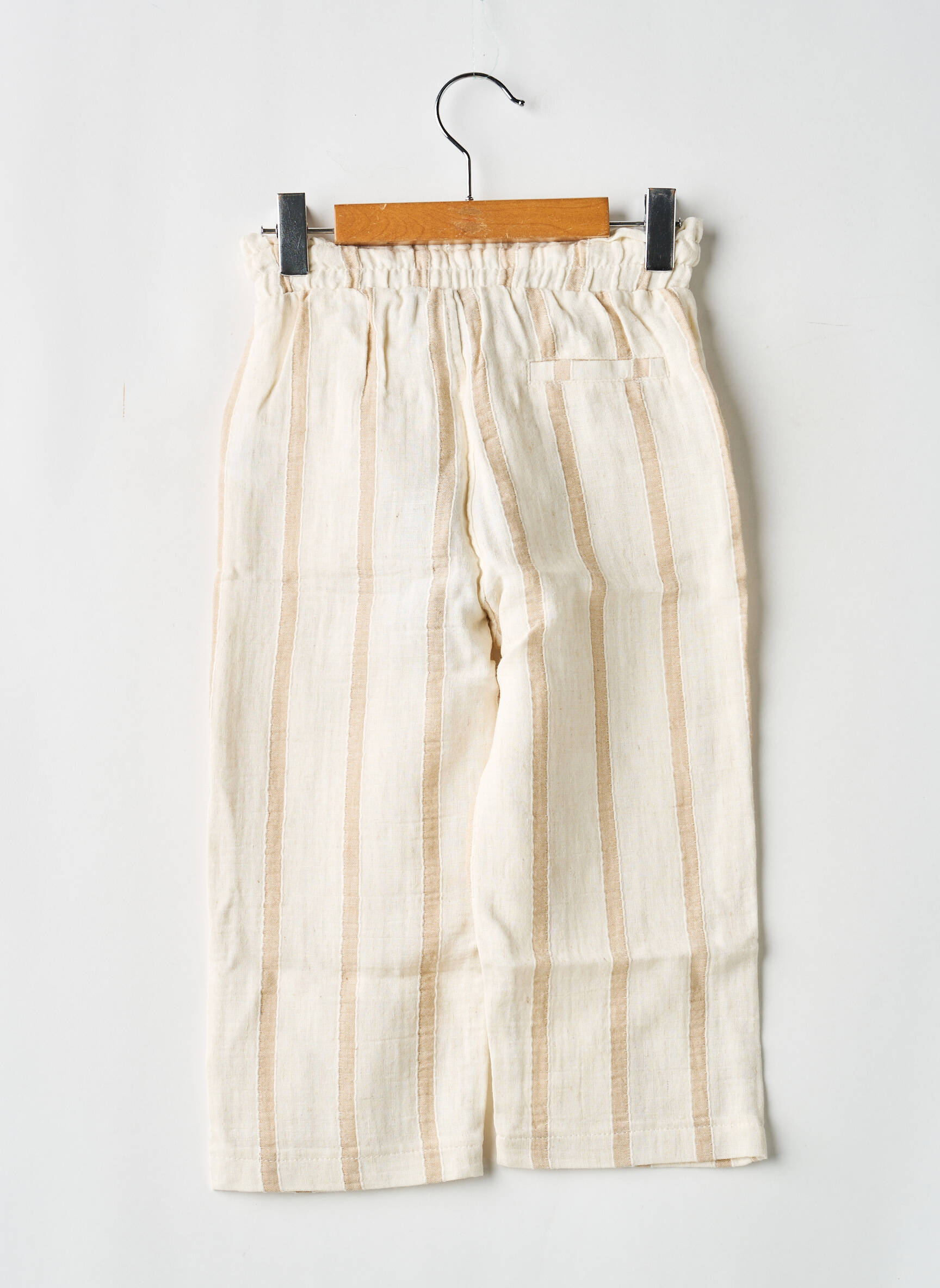 Pantalon drept croială dreaptă talie elastică bej LEVV LABEL fată