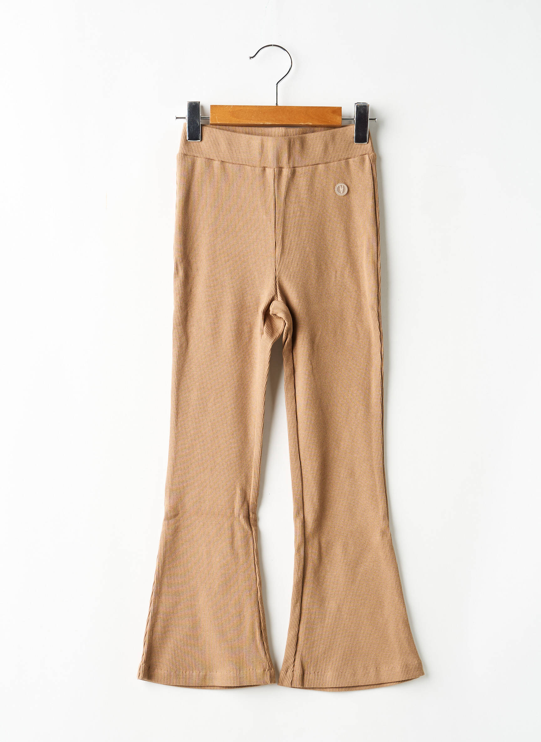 Pantalon evazat talie elastică talie elastică bej LEVV LABEL fată