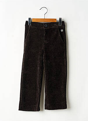 Pantalon drept închidere cu fermoar sub clapetă cu nasturi talie elastică negru LEVV LABEL fată