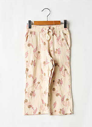 Pantalon drept croială dreaptă talie elastică bej LEVV LABEL fată