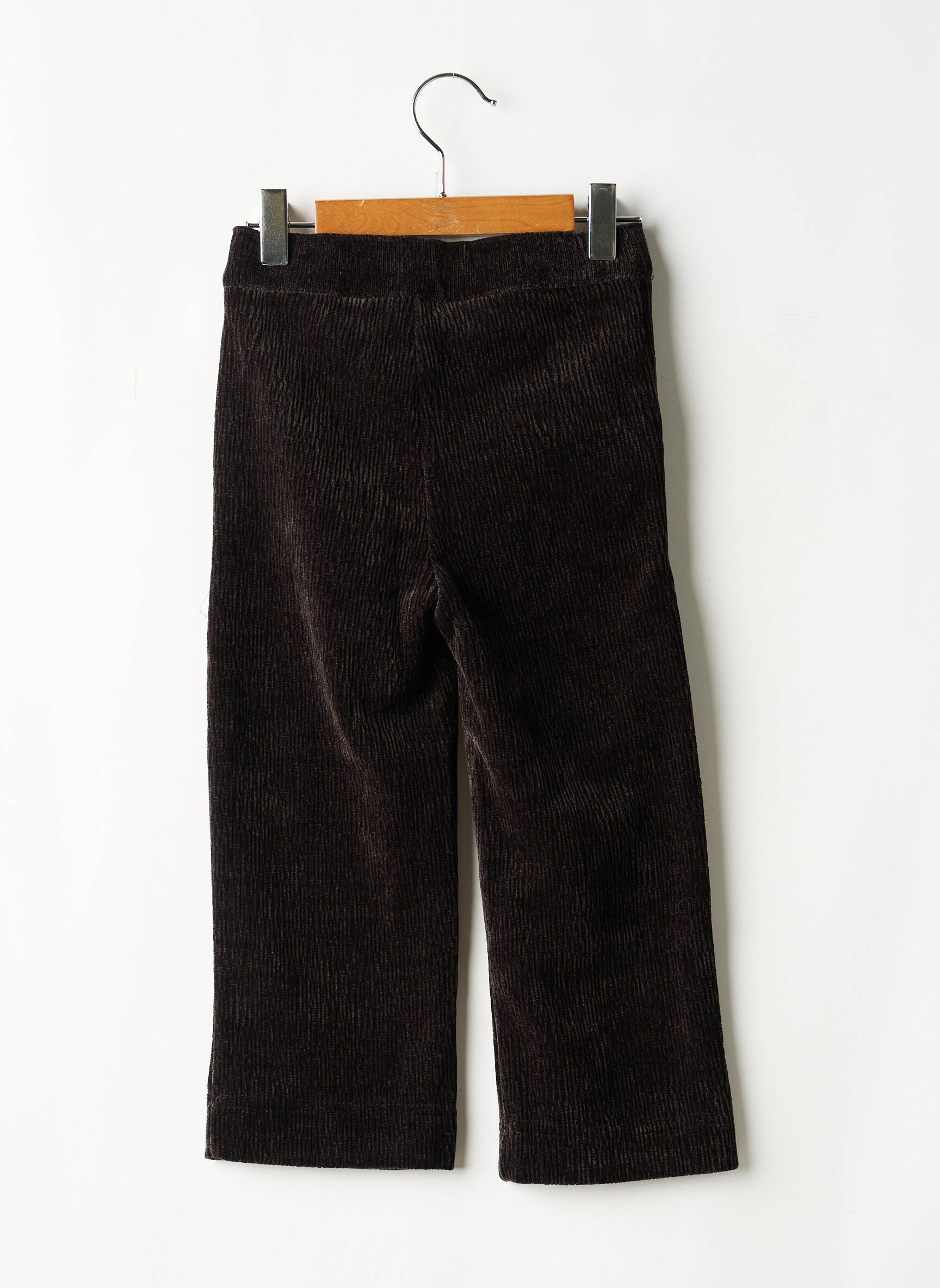 Pantalon drept închidere cu fermoar sub clapetă cu nasturi talie elastică negru LEVV LABEL fată