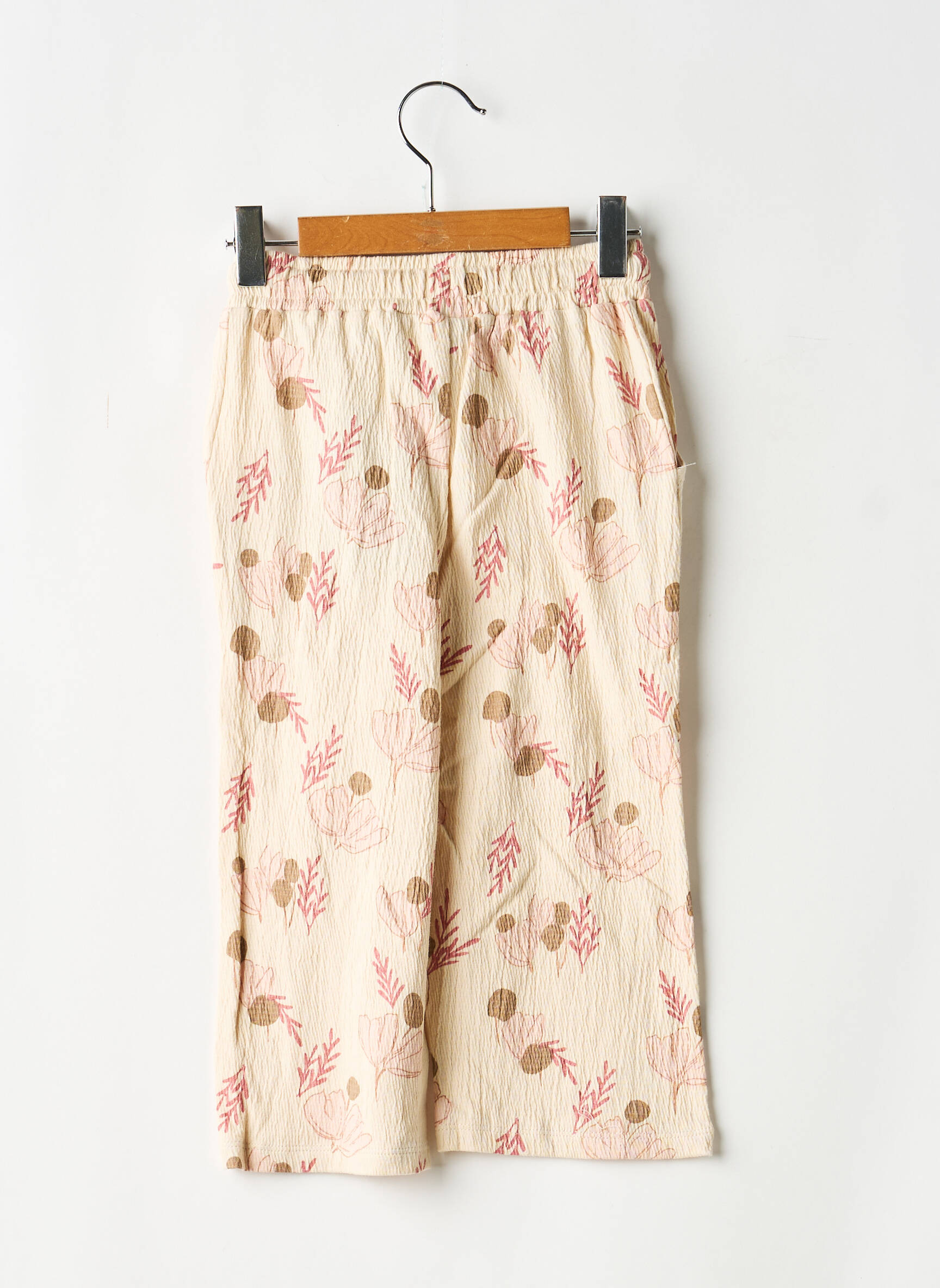 Pantalon drept croială dreaptă talie elastică bej LEVV LABEL fată