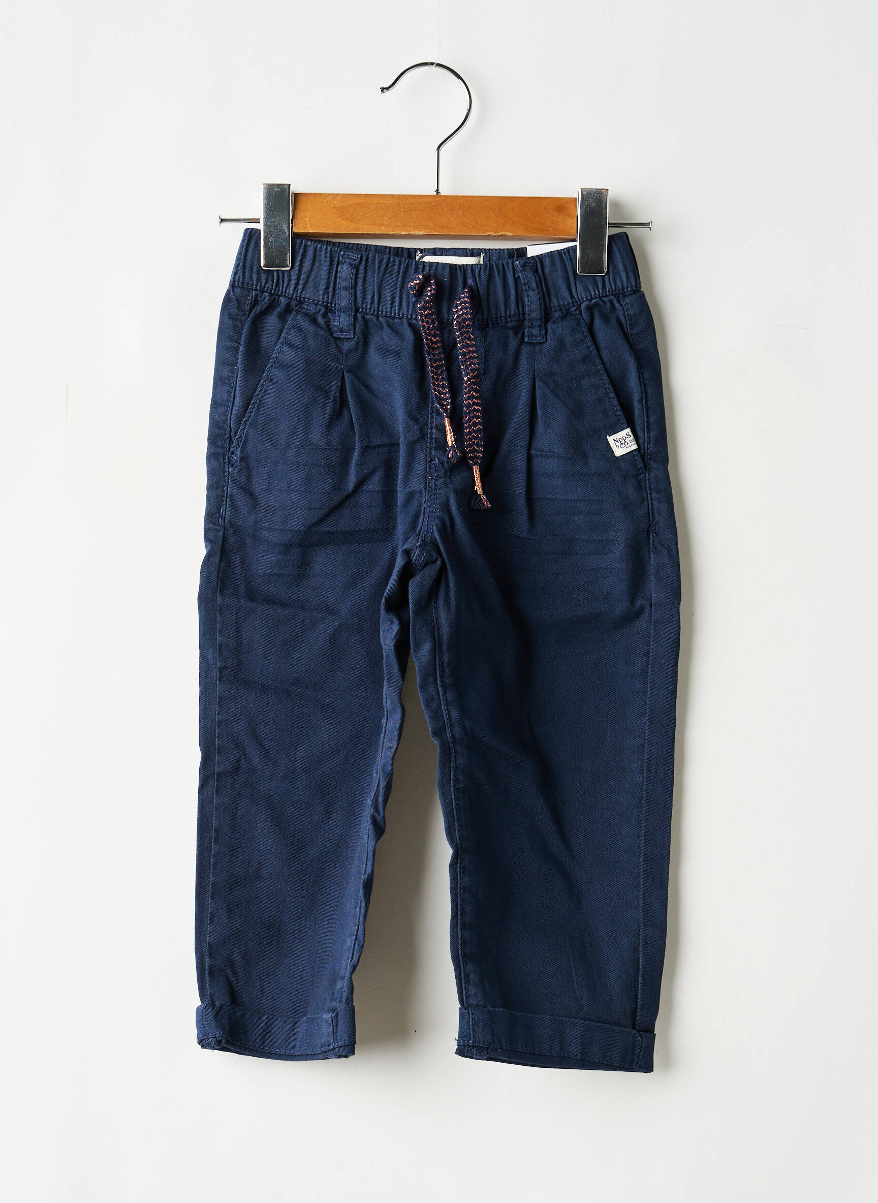 Pantalon drept închidere cu legături de legat talie elastică albastru NOPPIES băiat