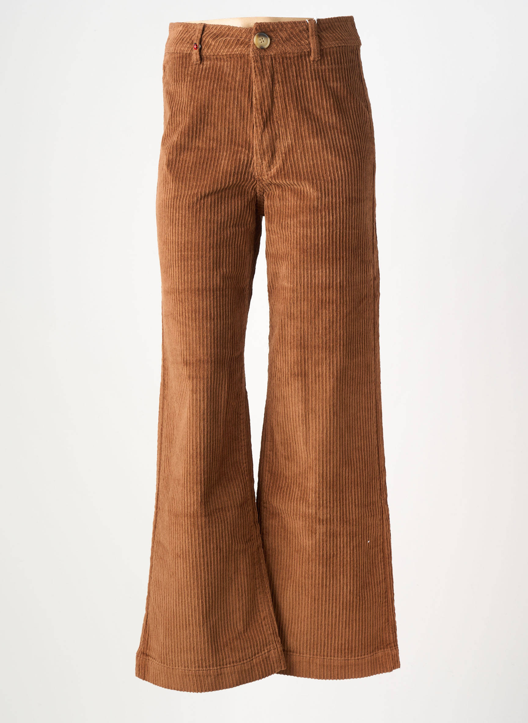 Pantalon evazat elasticitate talie înaltă maro F.A.M. femeie