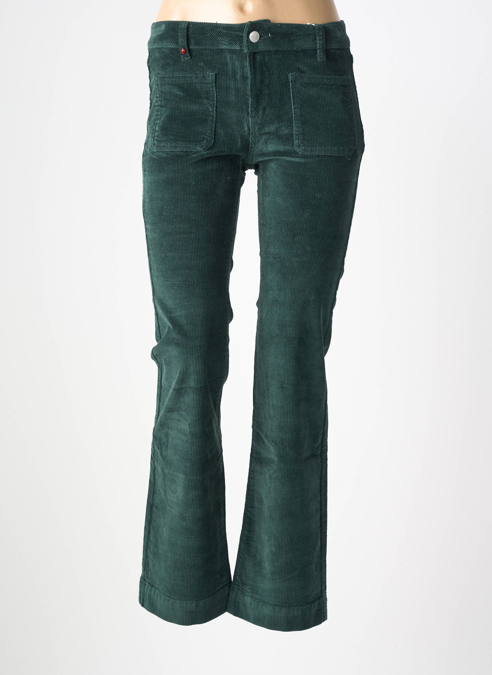 Pantalon evazat elasticitate talie înaltă verde F.A.M. femeie