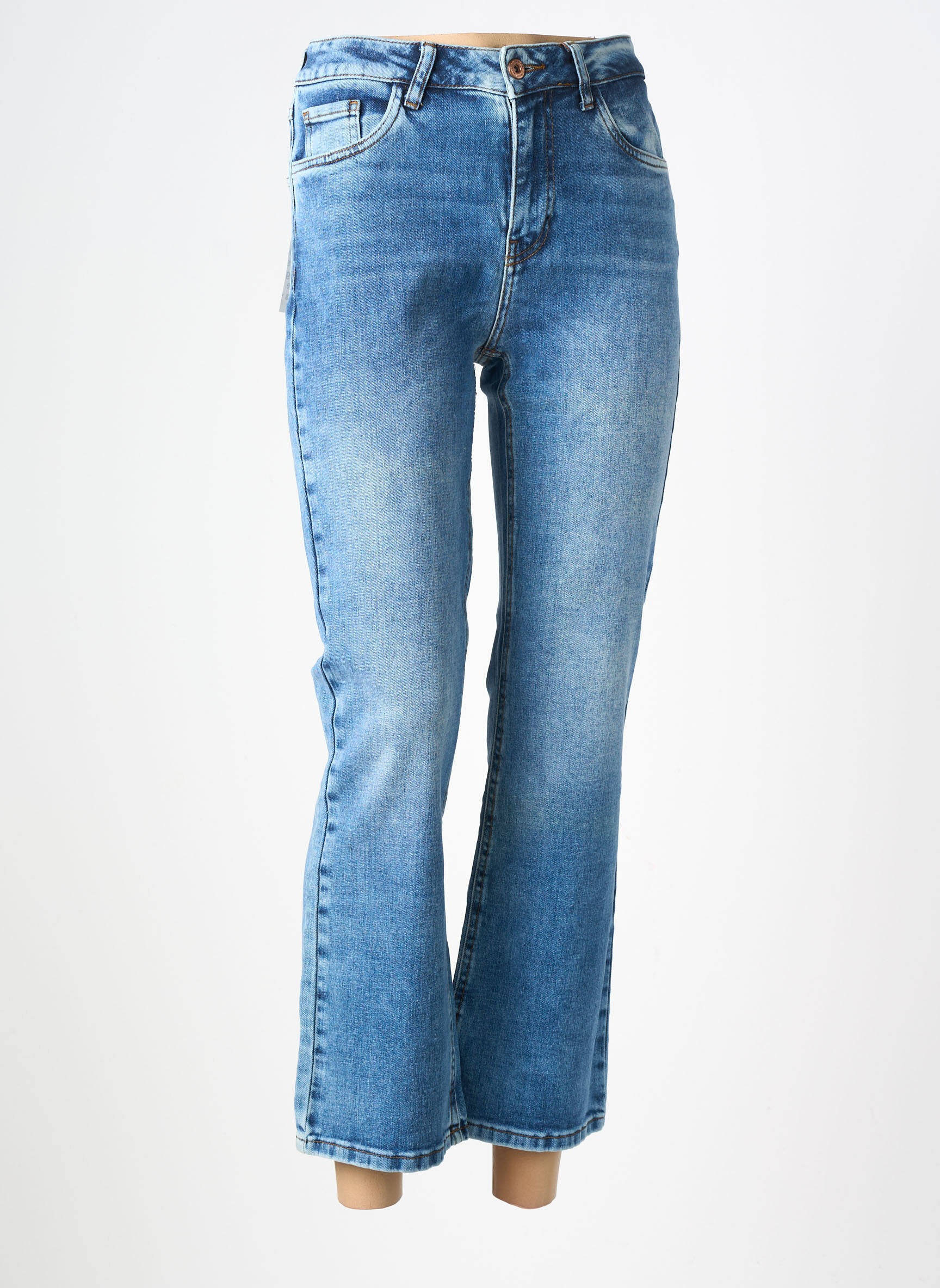 Blugi cu croială evazată elasticitate talie înaltă albastru PULZ JEANS femeie