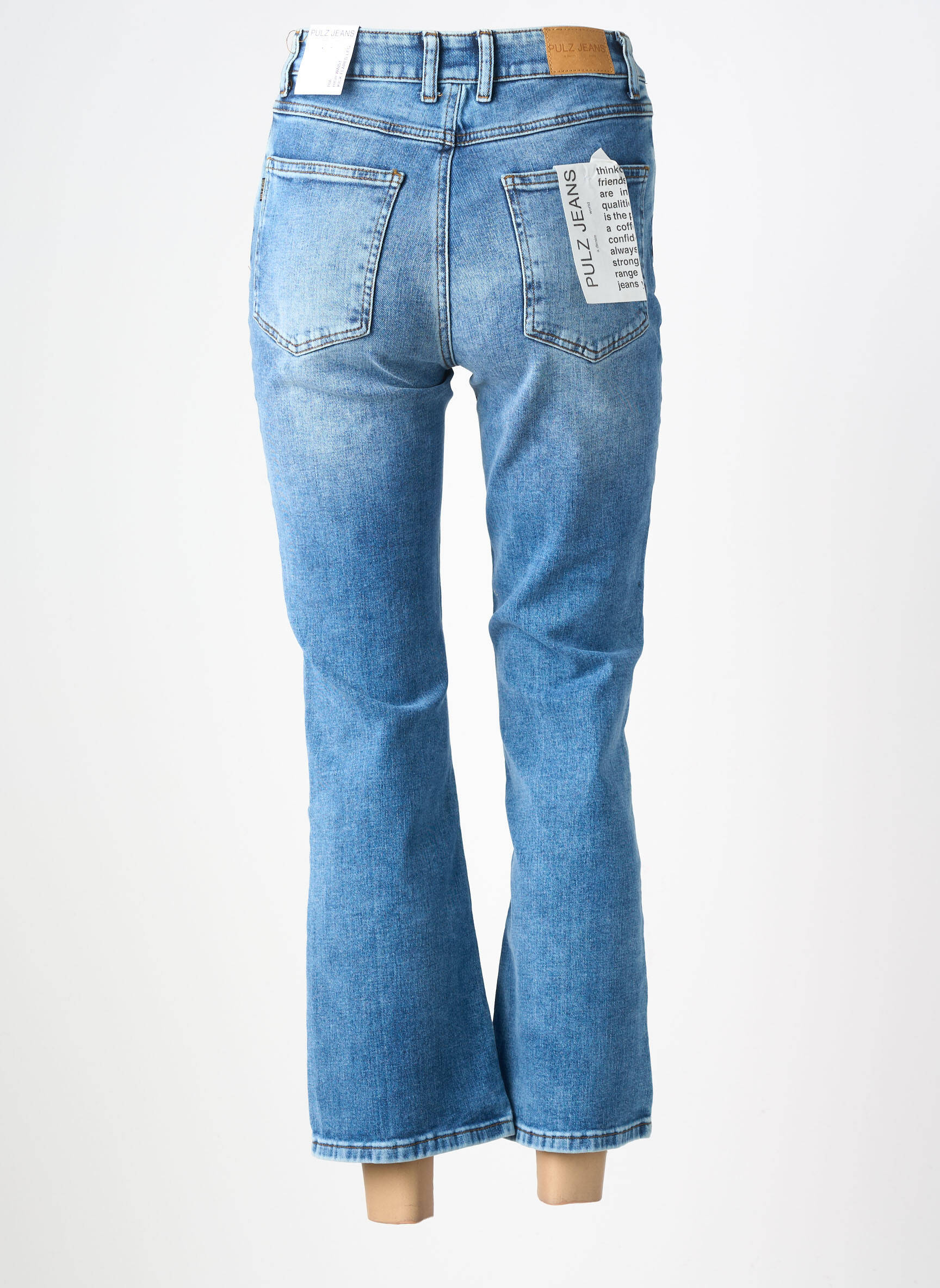 Blugi cu croială evazată elasticitate talie înaltă albastru PULZ JEANS femeie