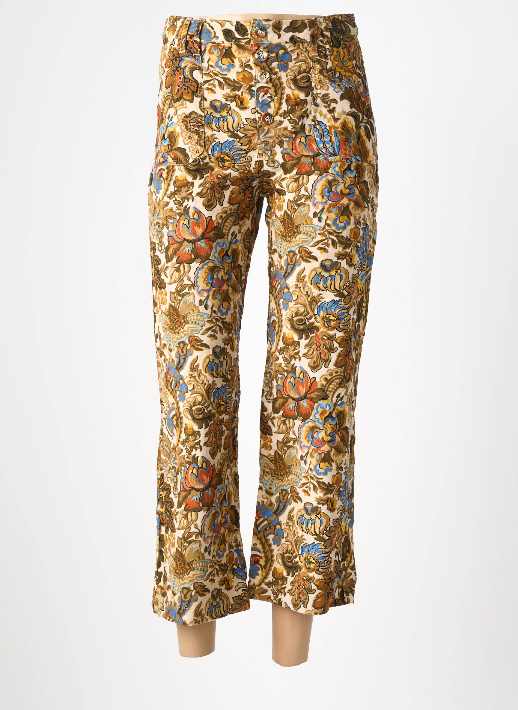 Pantalon 7/8 talie înaltă talie înaltă bej ORFEO femeie
