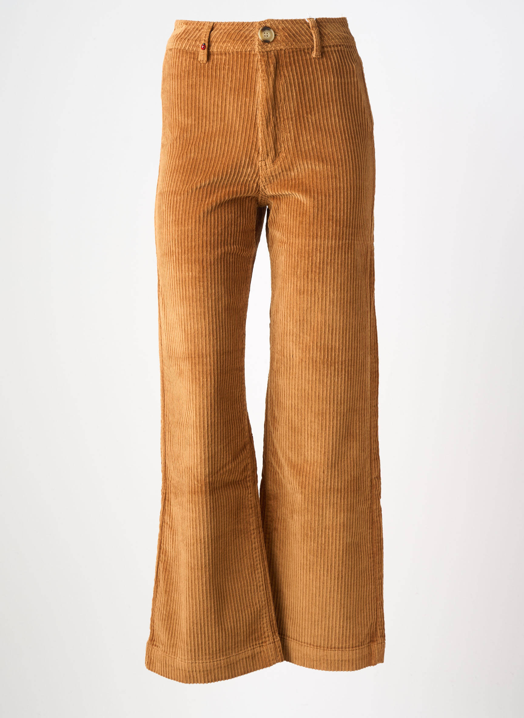 Pantalon evazat elasticitate talie înaltă bej F.A.M. femeie