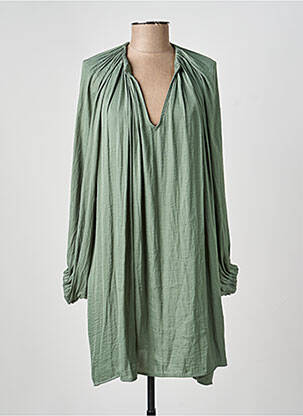 Rochie scurtă croială fluidă mâneci lungi verde SEE U SOON femeie