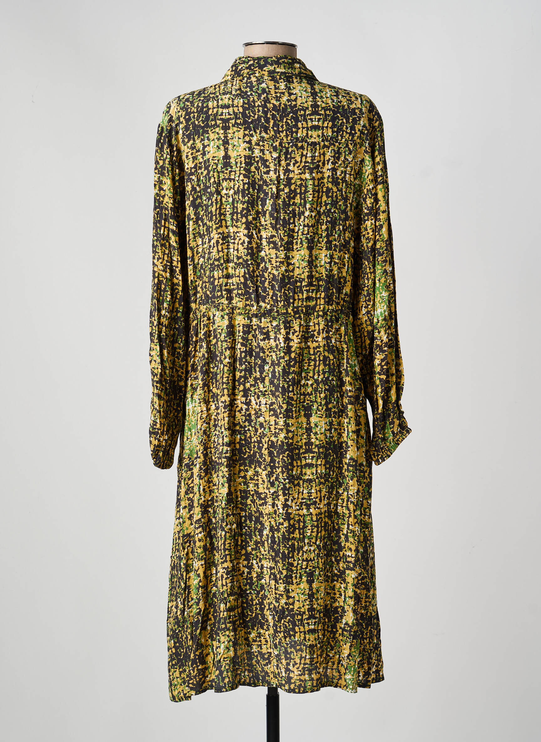 Rochie midi imprimeu fantezie mâneci lungi verde MKT STUDIO femeie
