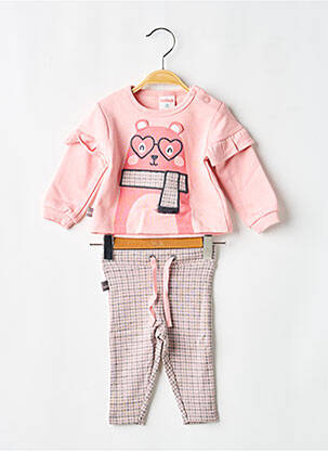 Set pantaloni broderie roz BOBOLI fată