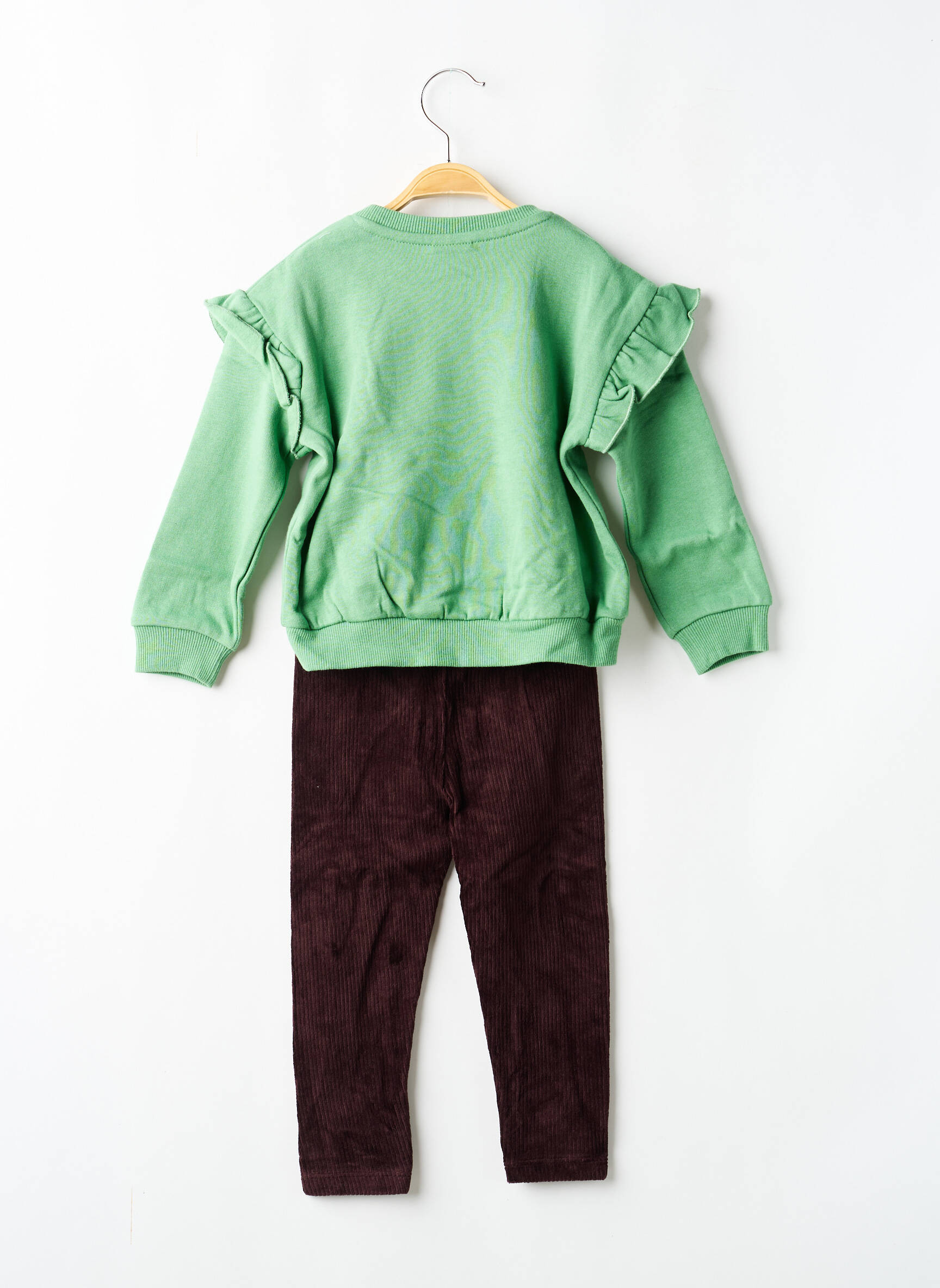 Set pantaloni broderie verde BOBOLI fată