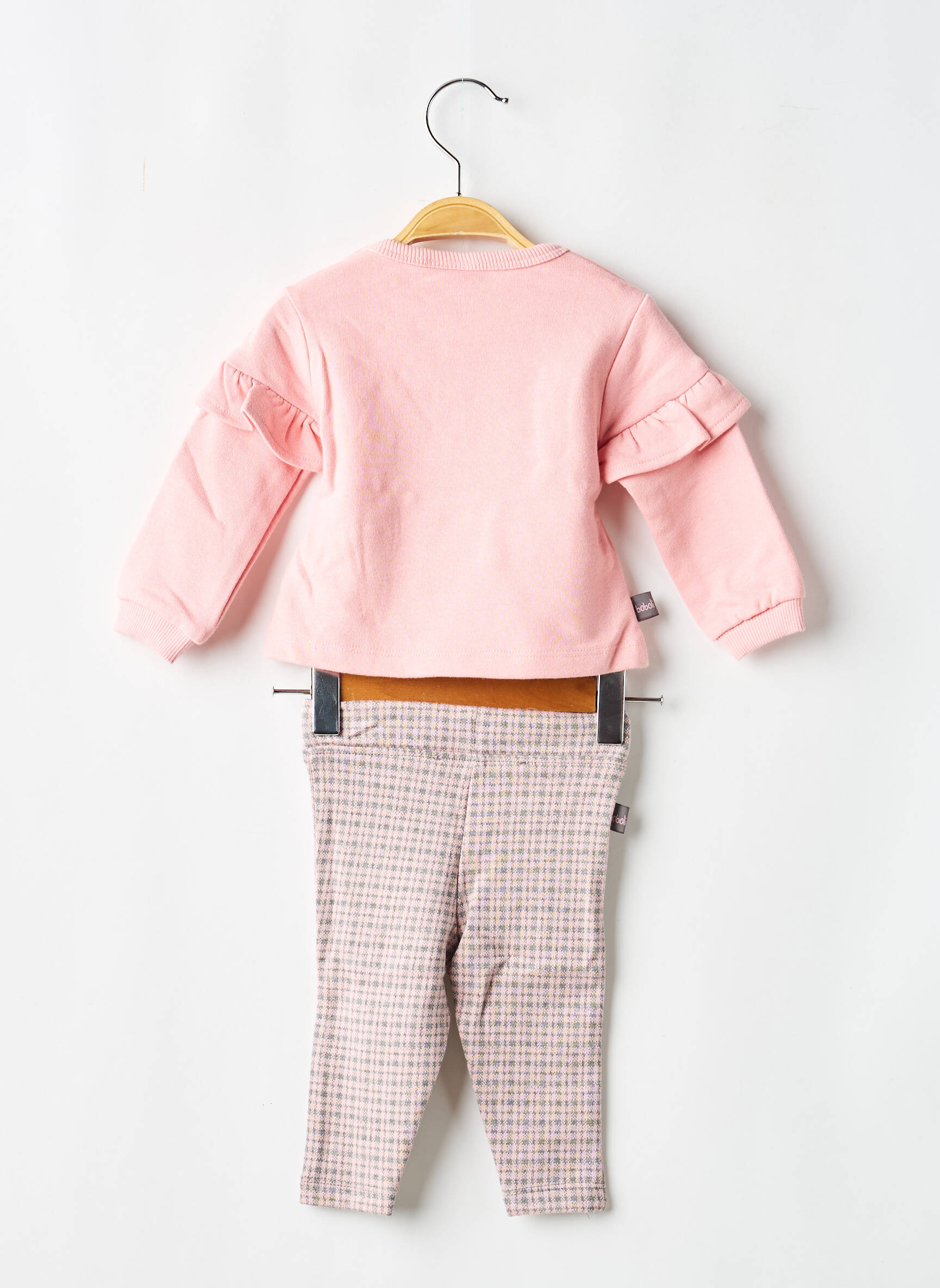 Set pantaloni broderie roz BOBOLI fată
