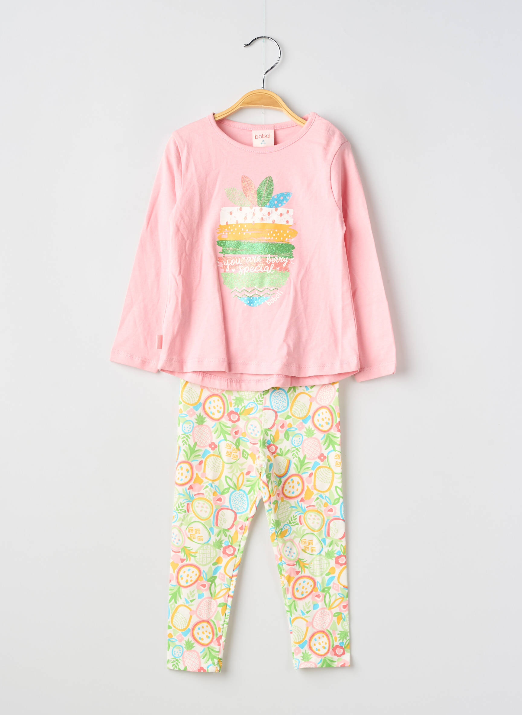 Set pantaloni tip de tricou roz BOBOLI fată