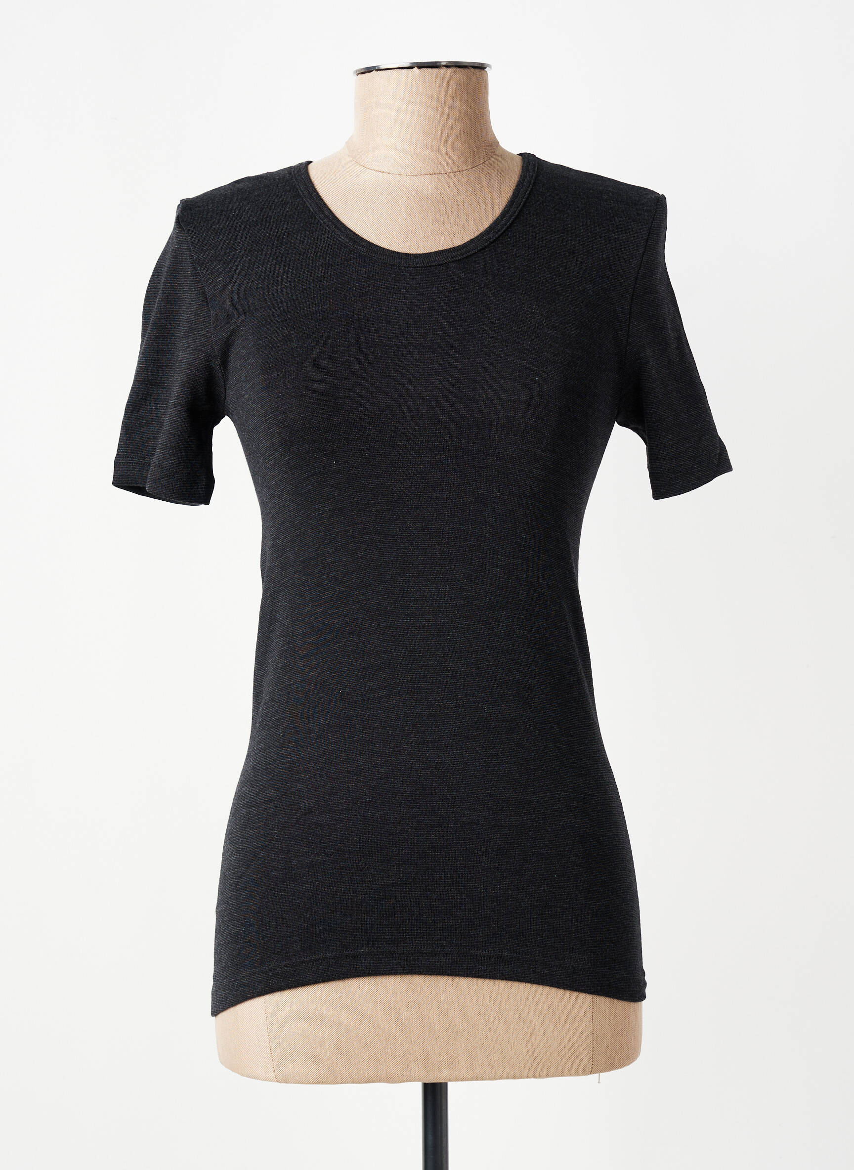 Tricou croială cambrată mâneci scurte negru CON-TA femeie