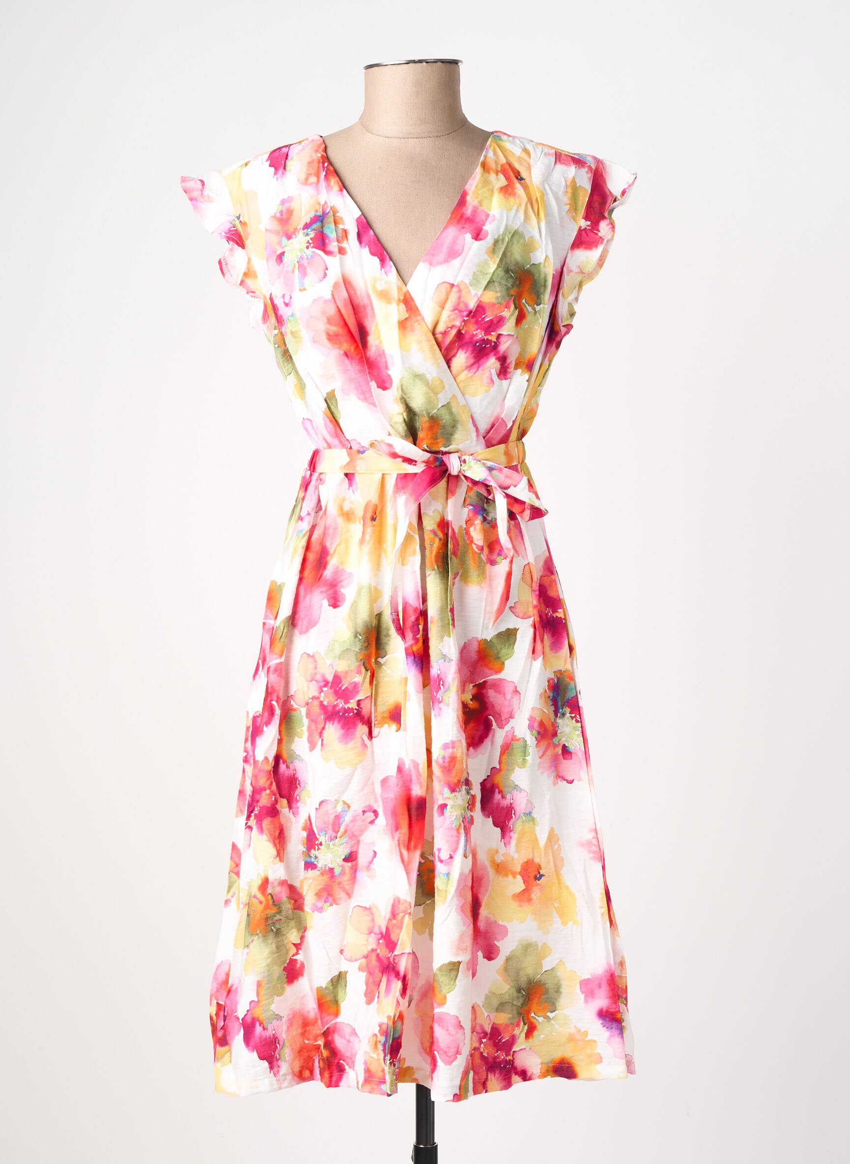 Rochie midi imprimeu floral mâneci scurte roșu COUTURIST femeie
