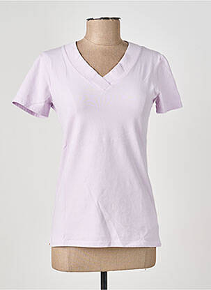 Tricou guler în v mâneci scurte violet COUTURIST femeie