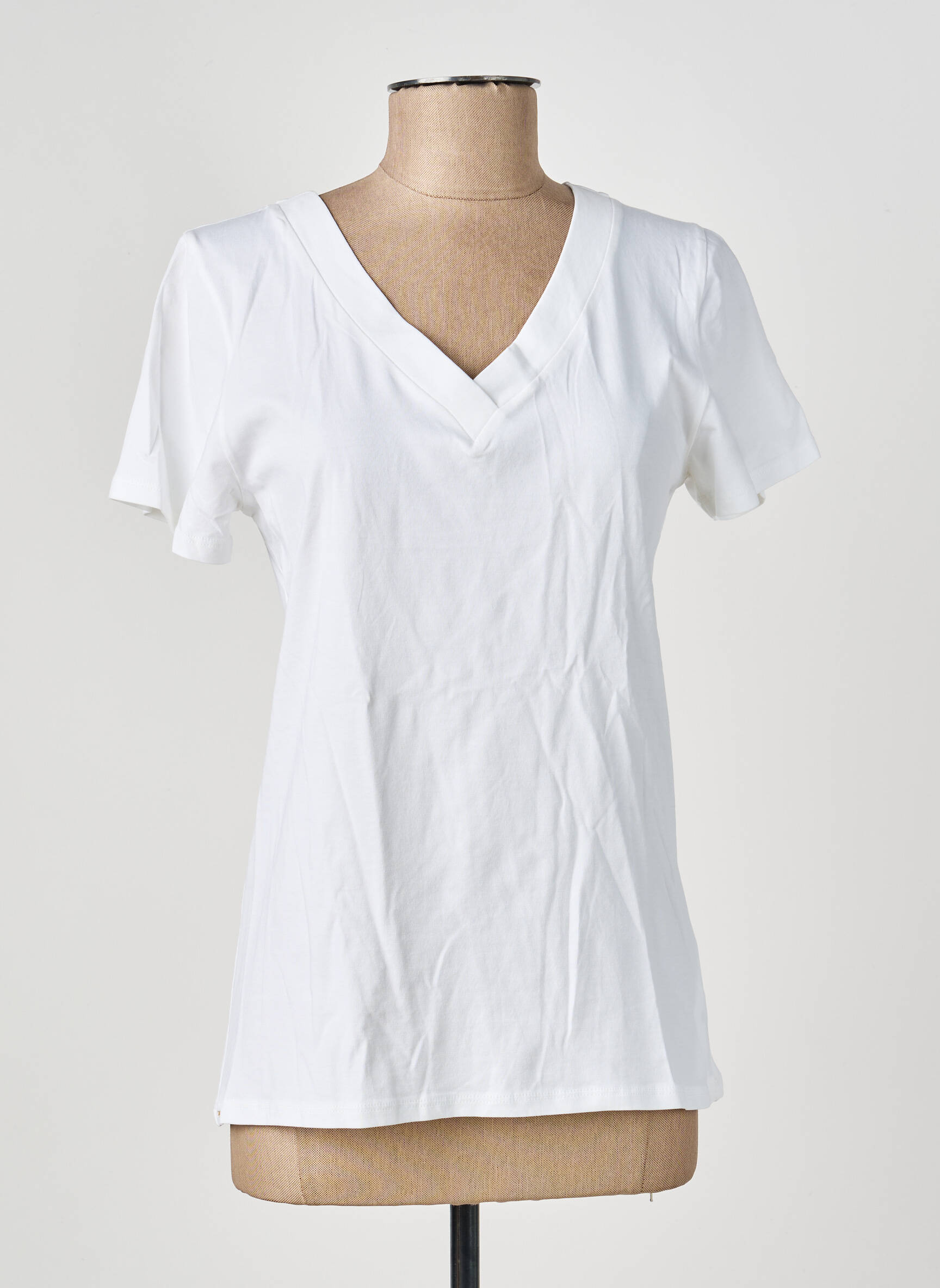 Tricou guler în v mâneci scurte alb COUTURIST femeie