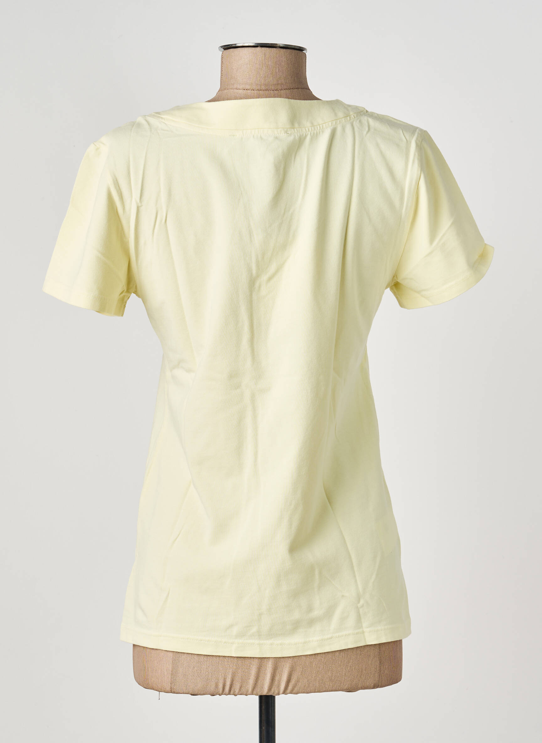 Tricou guler în v mâneci scurte galben COUTURIST femeie