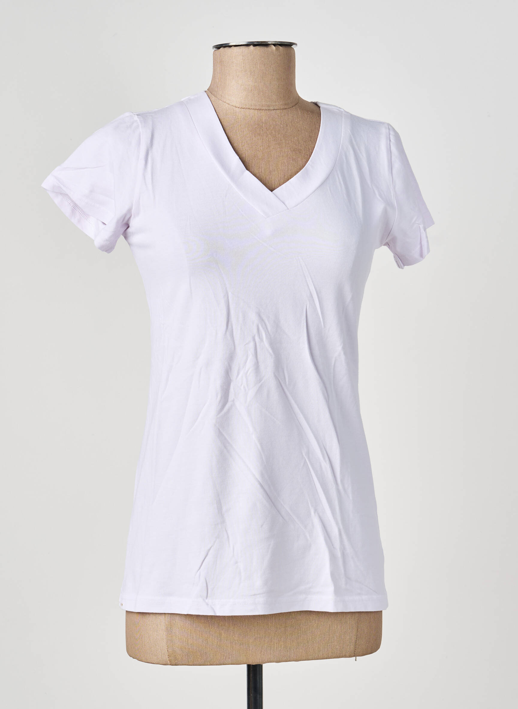 Tricou guler în v mâneci scurte violet deschis COUTURIST femeie
