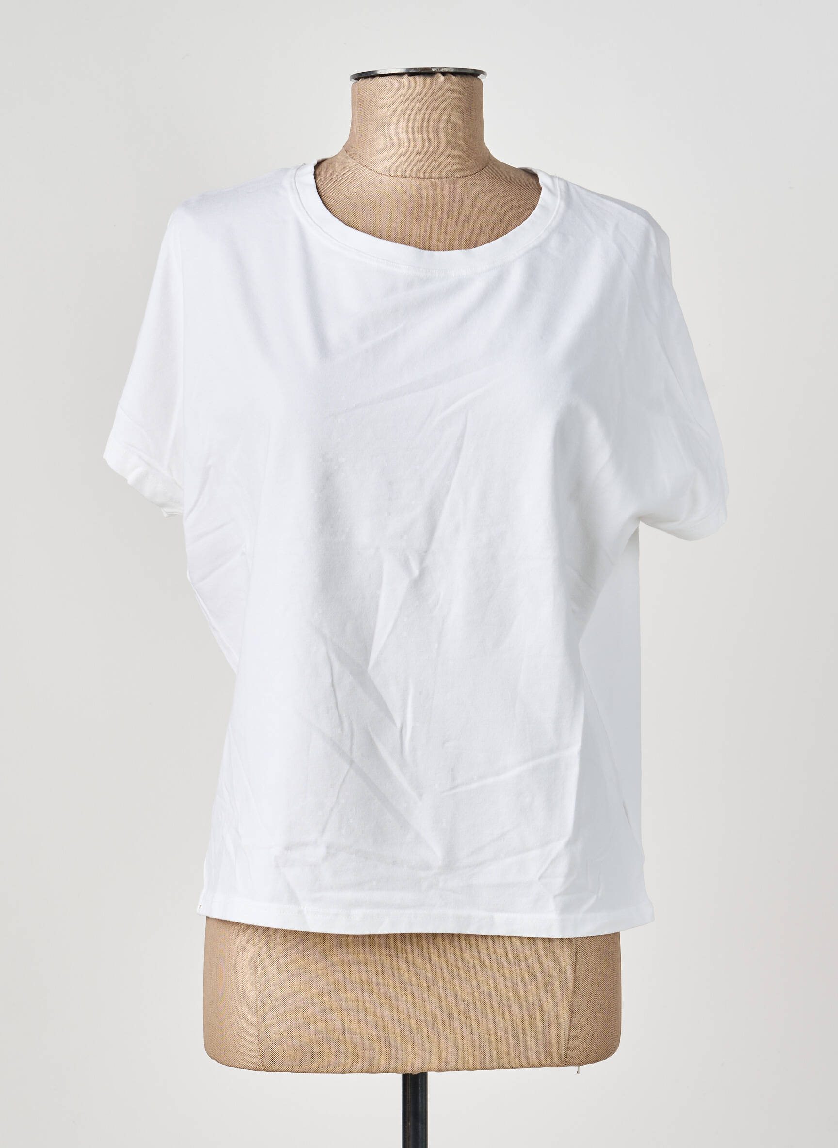 Tricou elasticitate mâneci scurte alb COUTURIST femeie