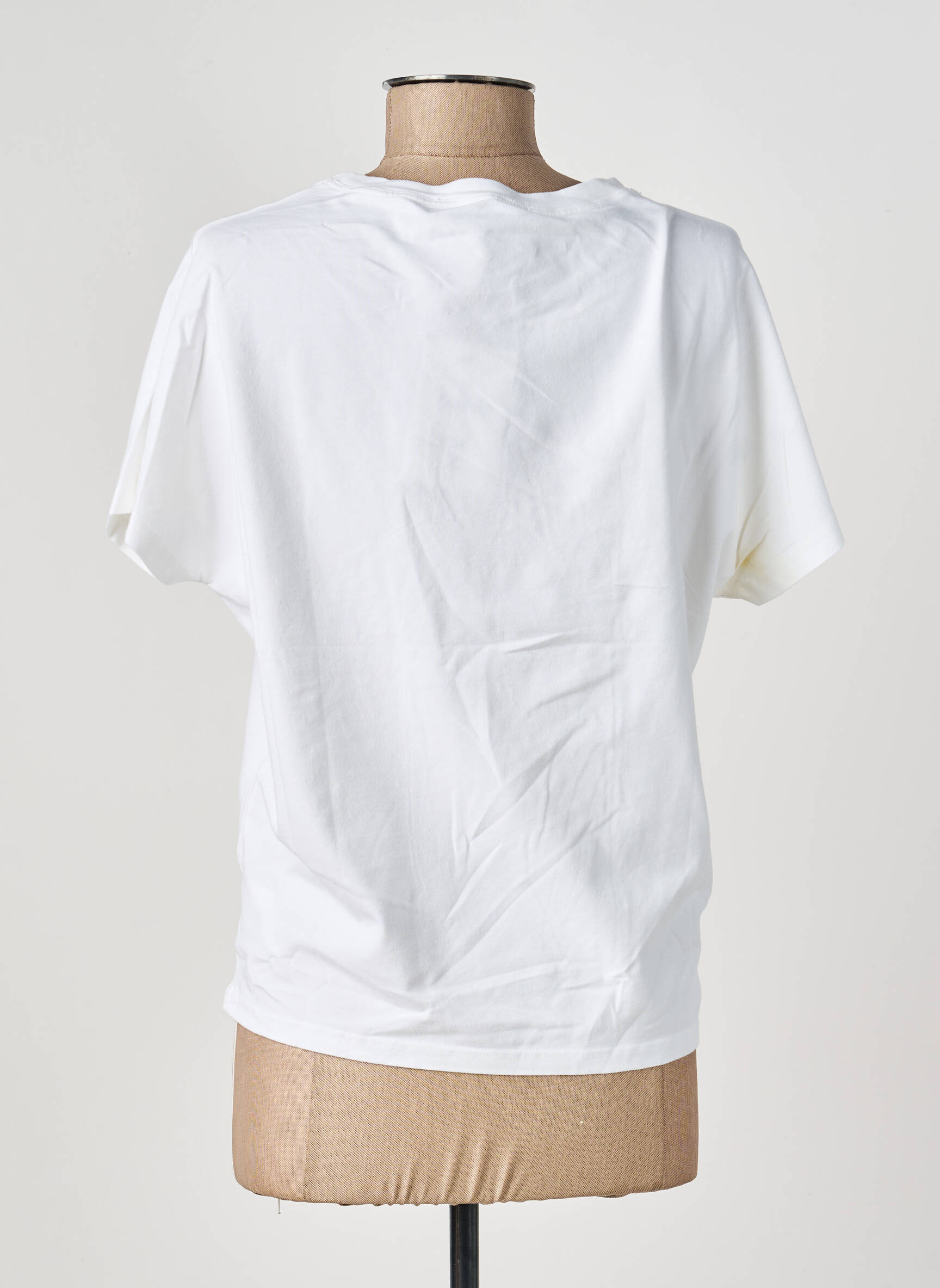 Tricou elasticitate mâneci scurte alb COUTURIST femeie