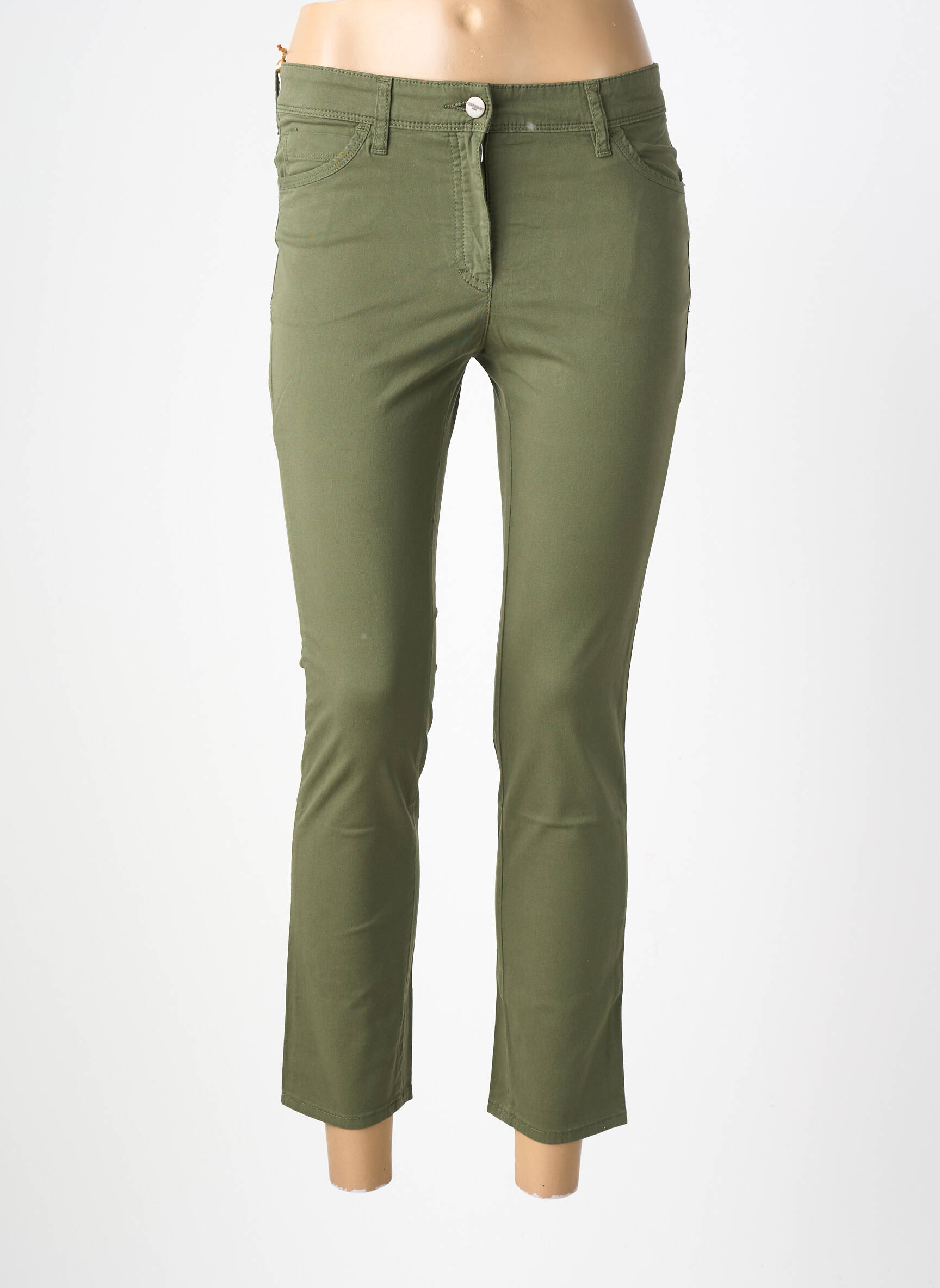Pantalon 7/8 țesătură poplin mărime normală verde COUTURIST femeie