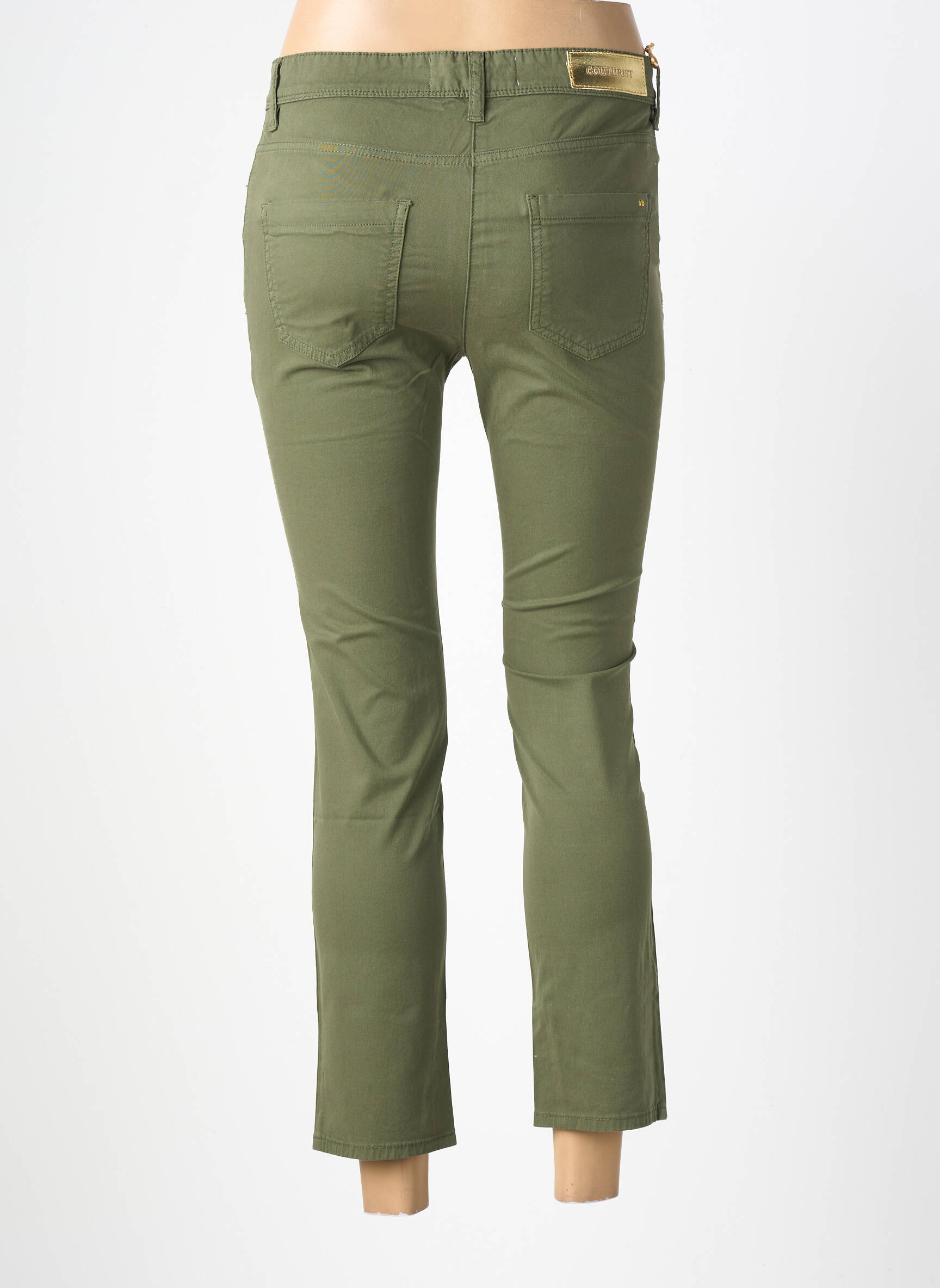 Pantalon 7/8 țesătură poplin mărime normală verde COUTURIST femeie