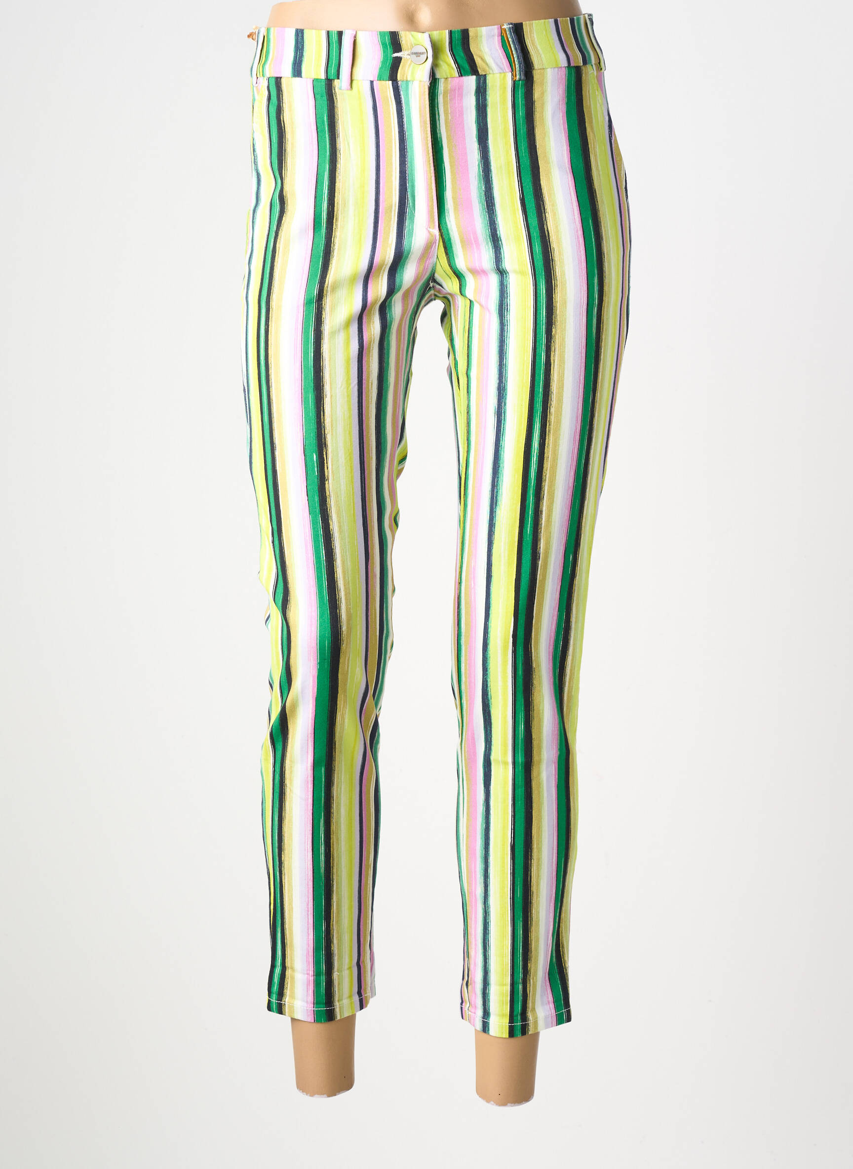 Pantalon 7/8 talie cu cleme mărime normală verde COUTURIST femeie