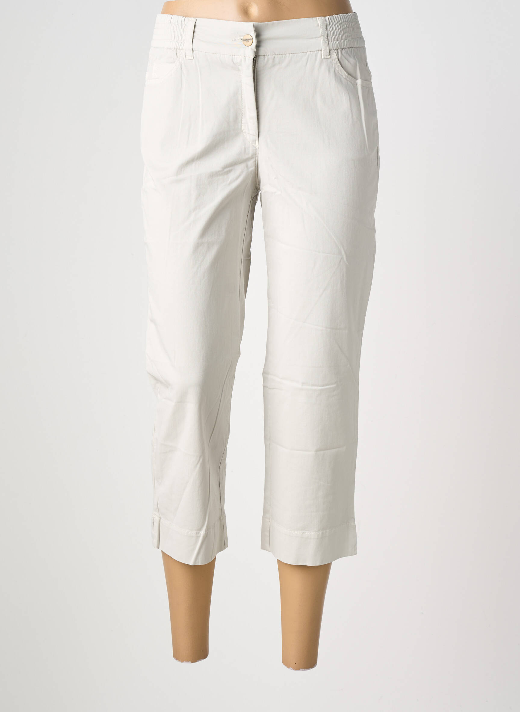 Pantalon trei sferturi talie elastică mărime normală gri COUTURIST femeie
