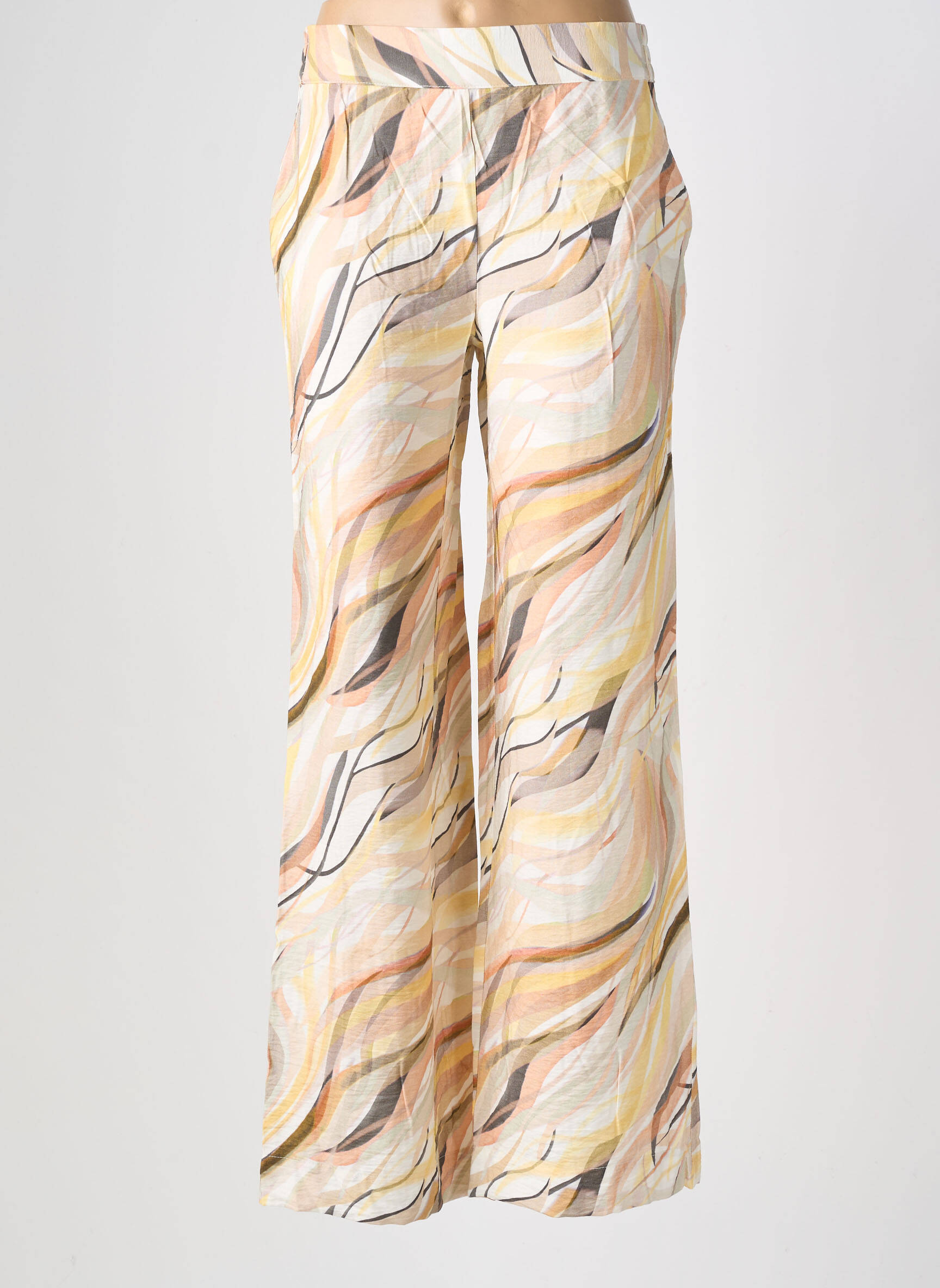 Pantalon larg țesătură crep bej COUTURIST femeie