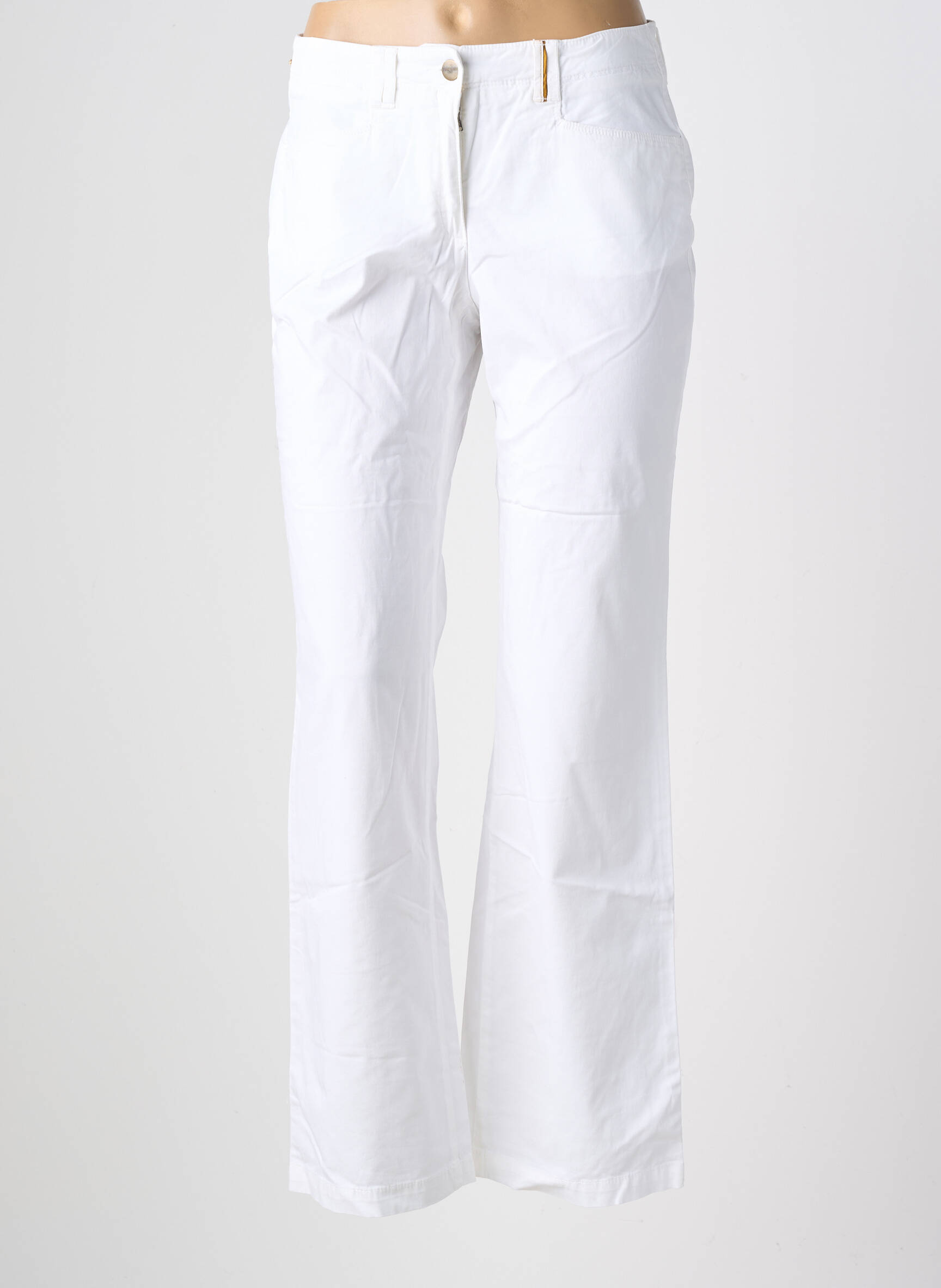 Pantalon drept țesătură poplin mărime normală alb COUTURIST femeie