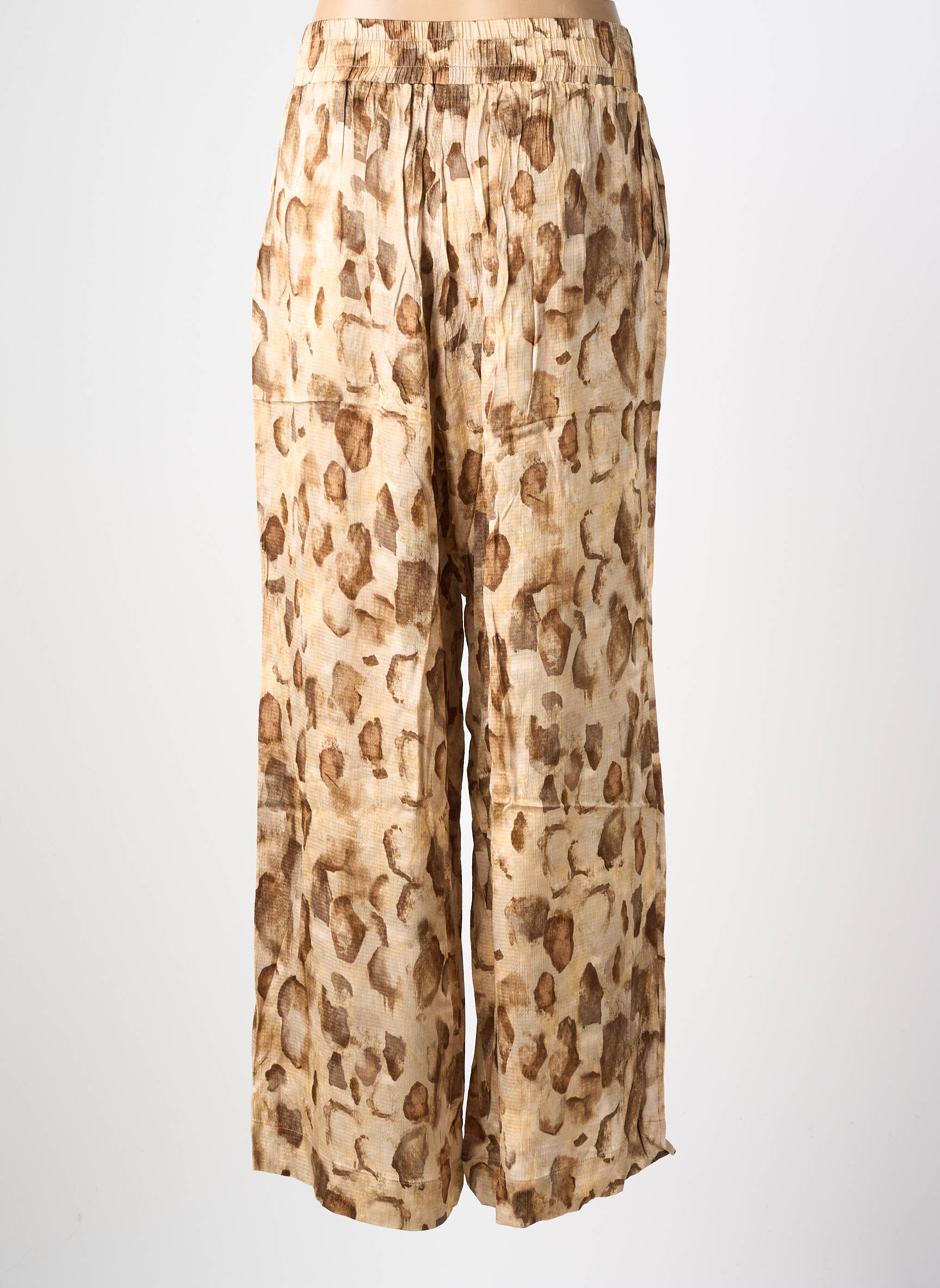 Pantalon larg croială fluidă bej COUTURIST femeie
