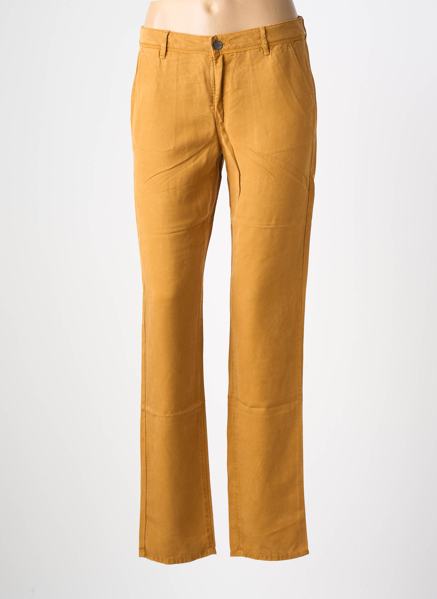 Pantalon chino țesătură poplin mărime normală galben COUTURIST femeie