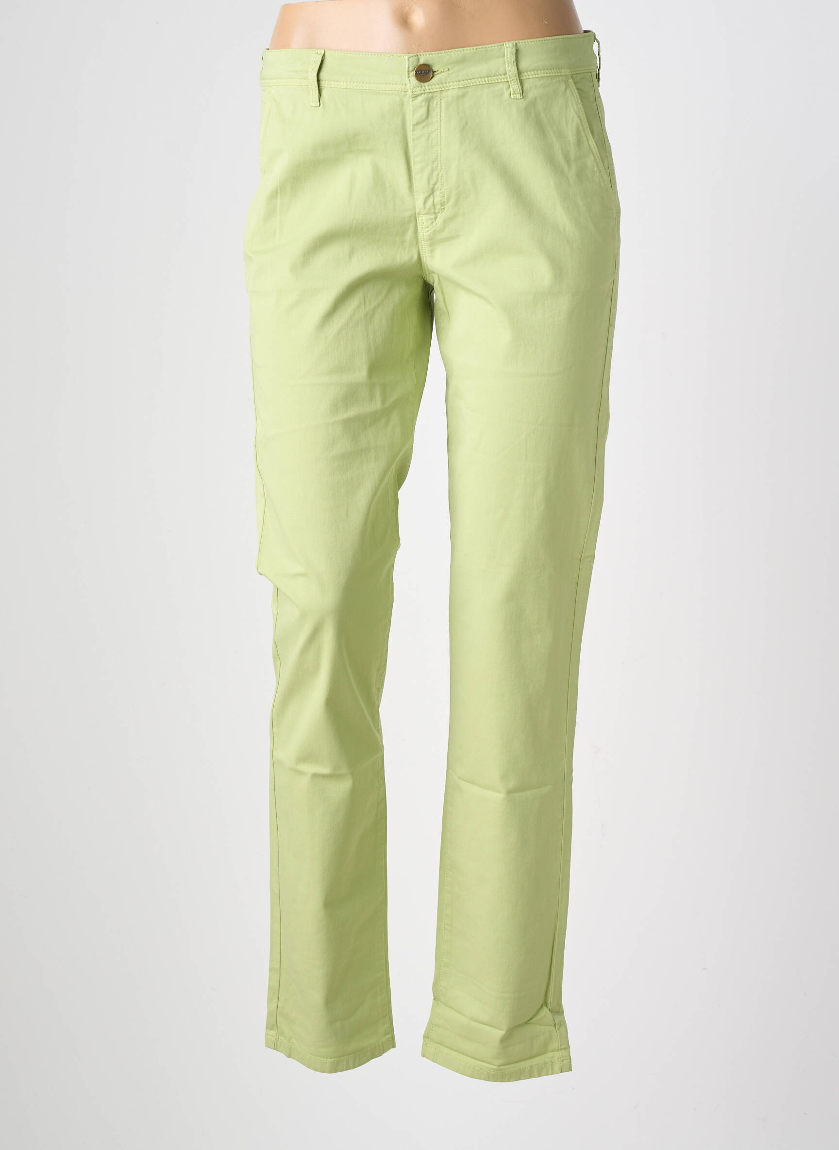 Pantalon chino țesătură poplin mărime normală verde COUTURIST femeie