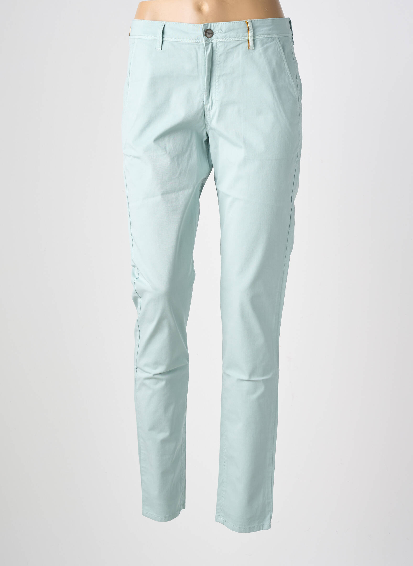 Pantalon chino țesătură poplin mărime normală verde COUTURIST femeie