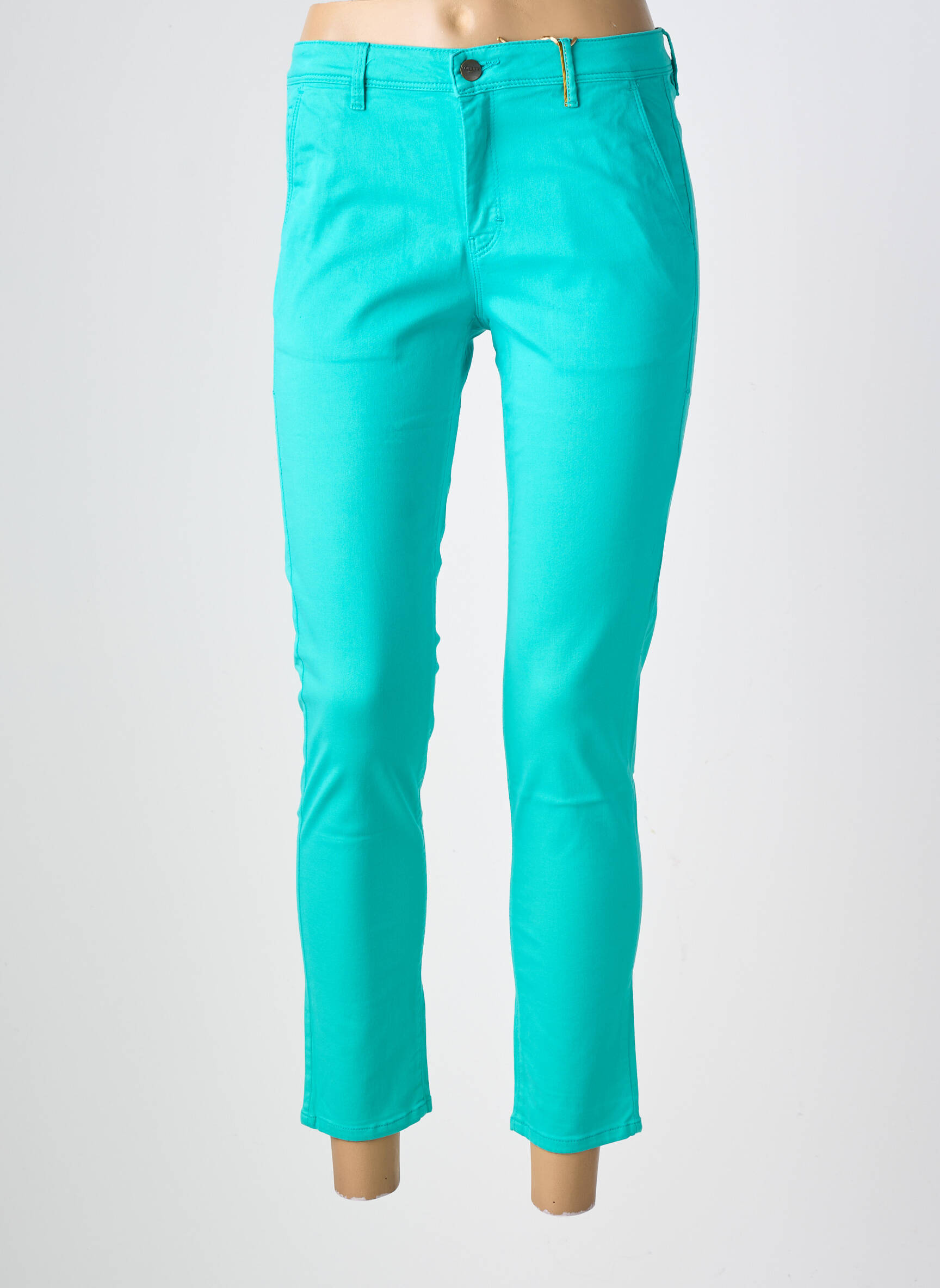 Pantalon chino țesătură poplin mărime normală verde COUTURIST femeie