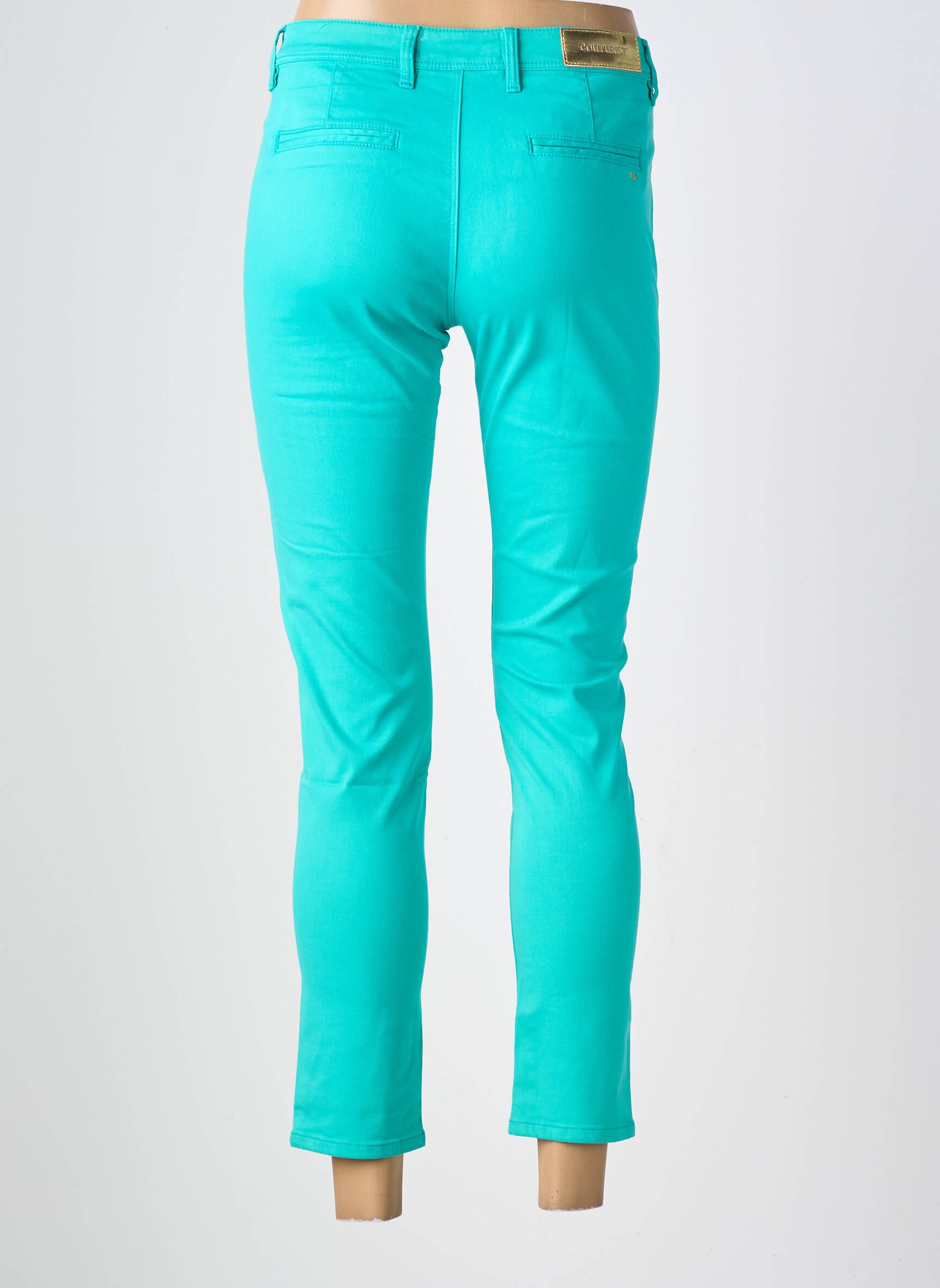 Pantalon chino țesătură poplin mărime normală verde COUTURIST femeie