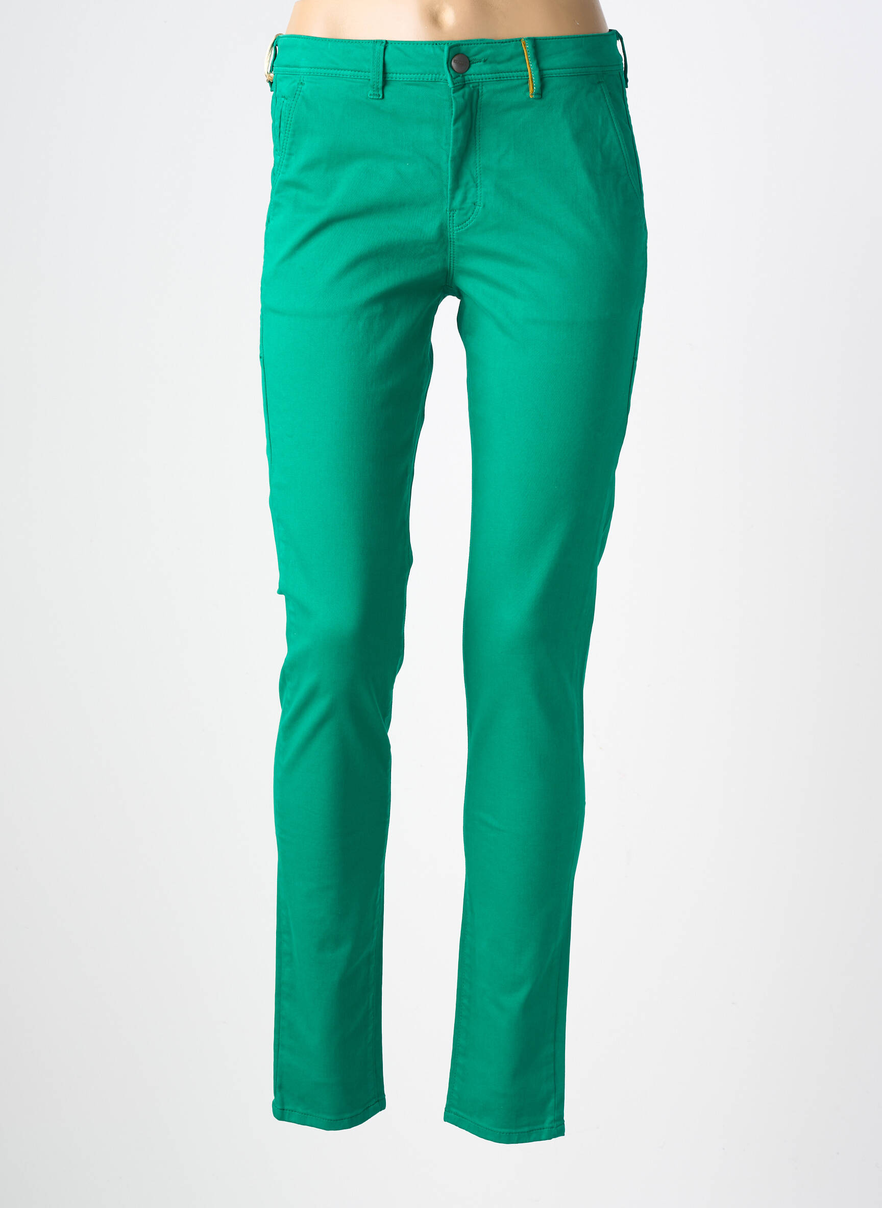 Pantalon chino țesătură poplin mărime normală verde COUTURIST femeie