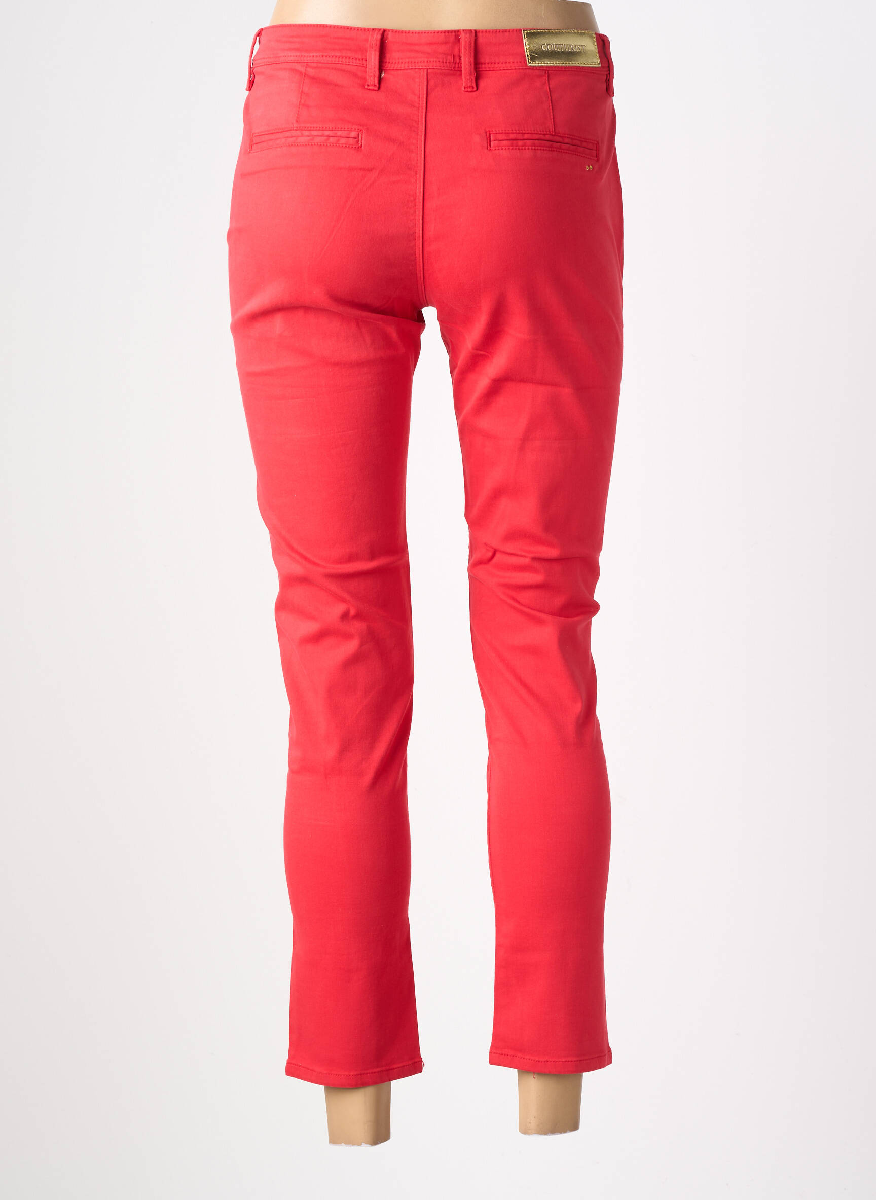 Pantalon chino țesătură poplin mărime normală roșu COUTURIST femeie
