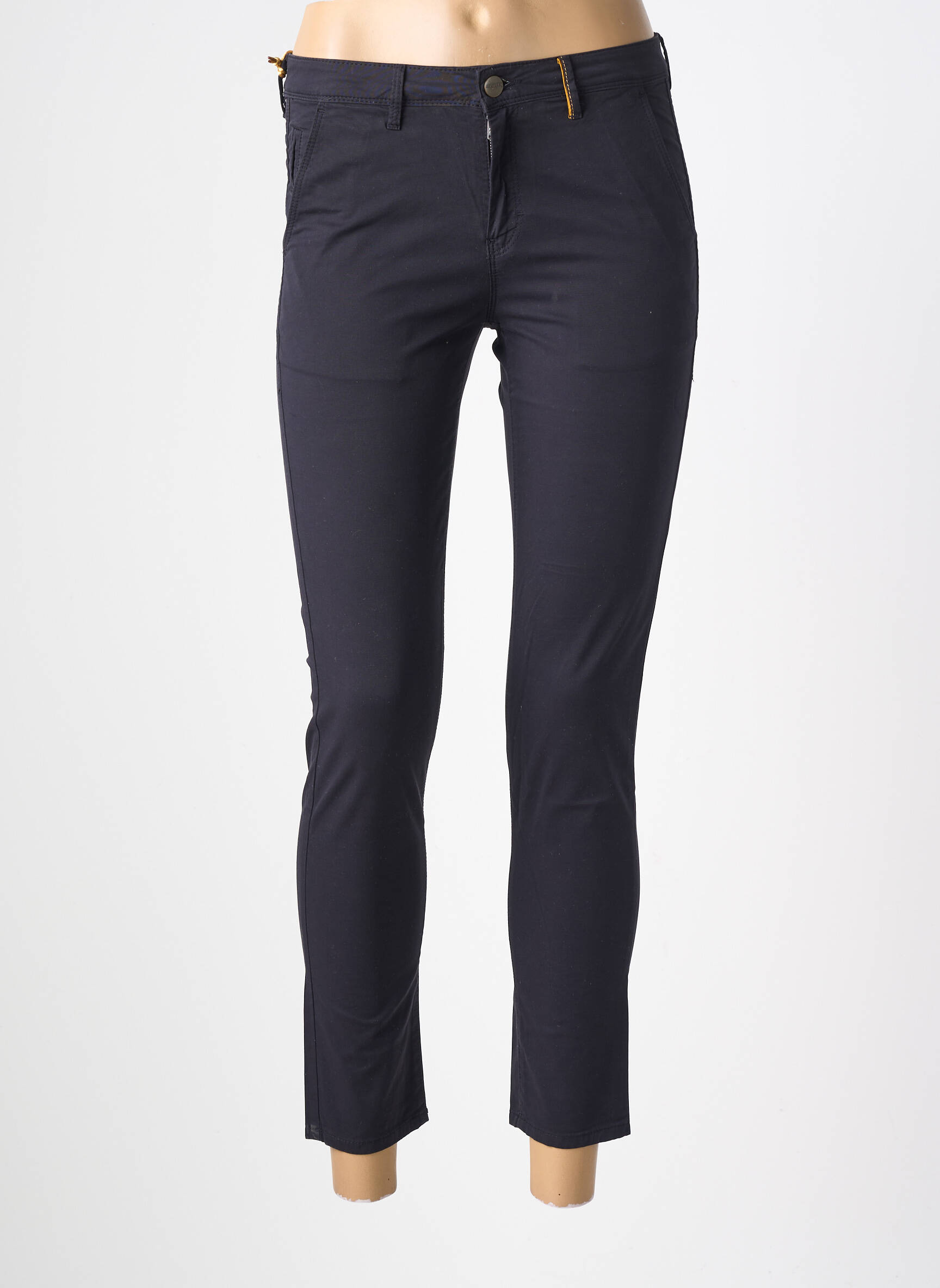 Pantalon chino țesătură poplin mărime normală negru COUTURIST femeie