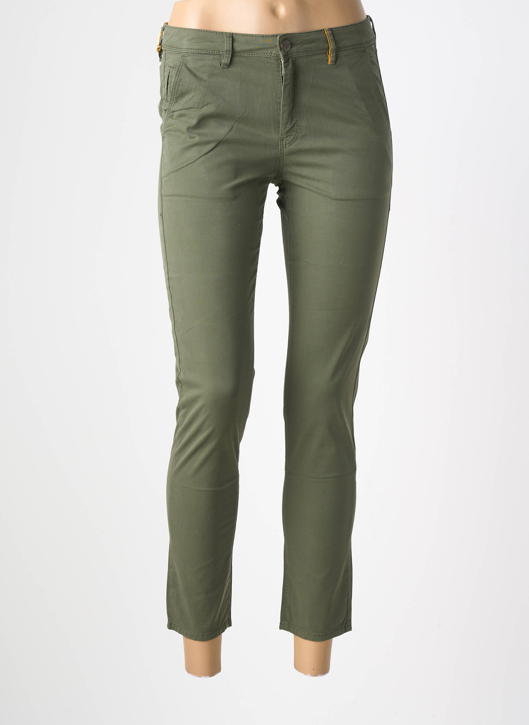 Pantalon chino țesătură poplin mărime normală verde COUTURIST femeie