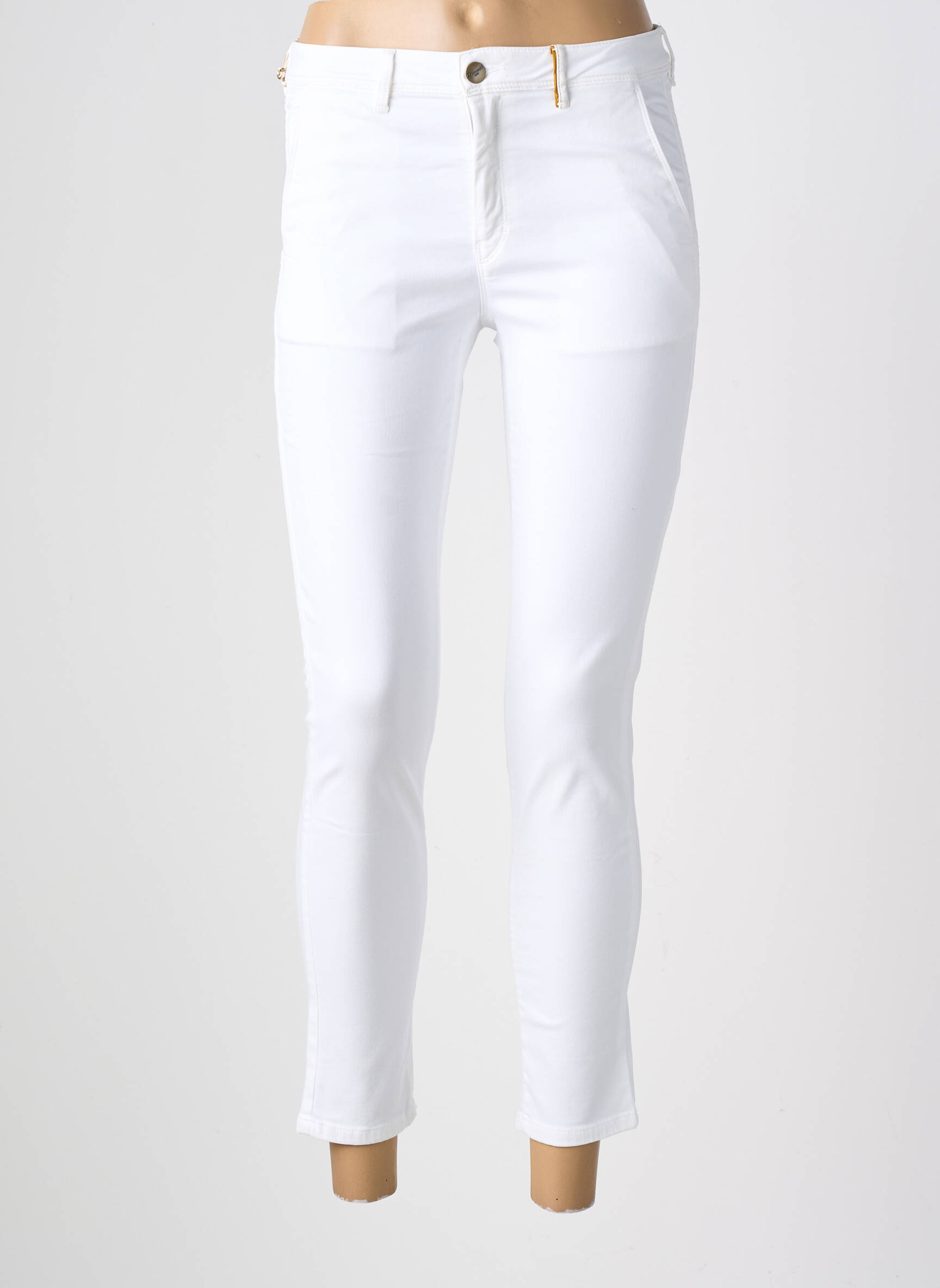 Pantalon chino țesătură poplin mărime normală alb COUTURIST femeie